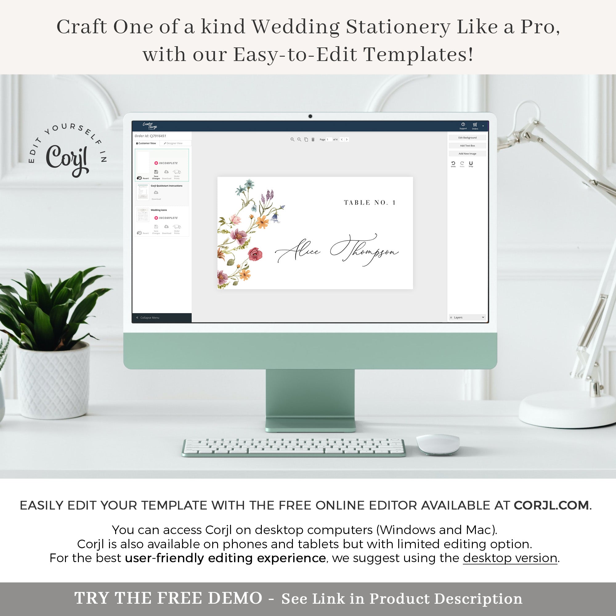 APRIL Wedding Place Card Template