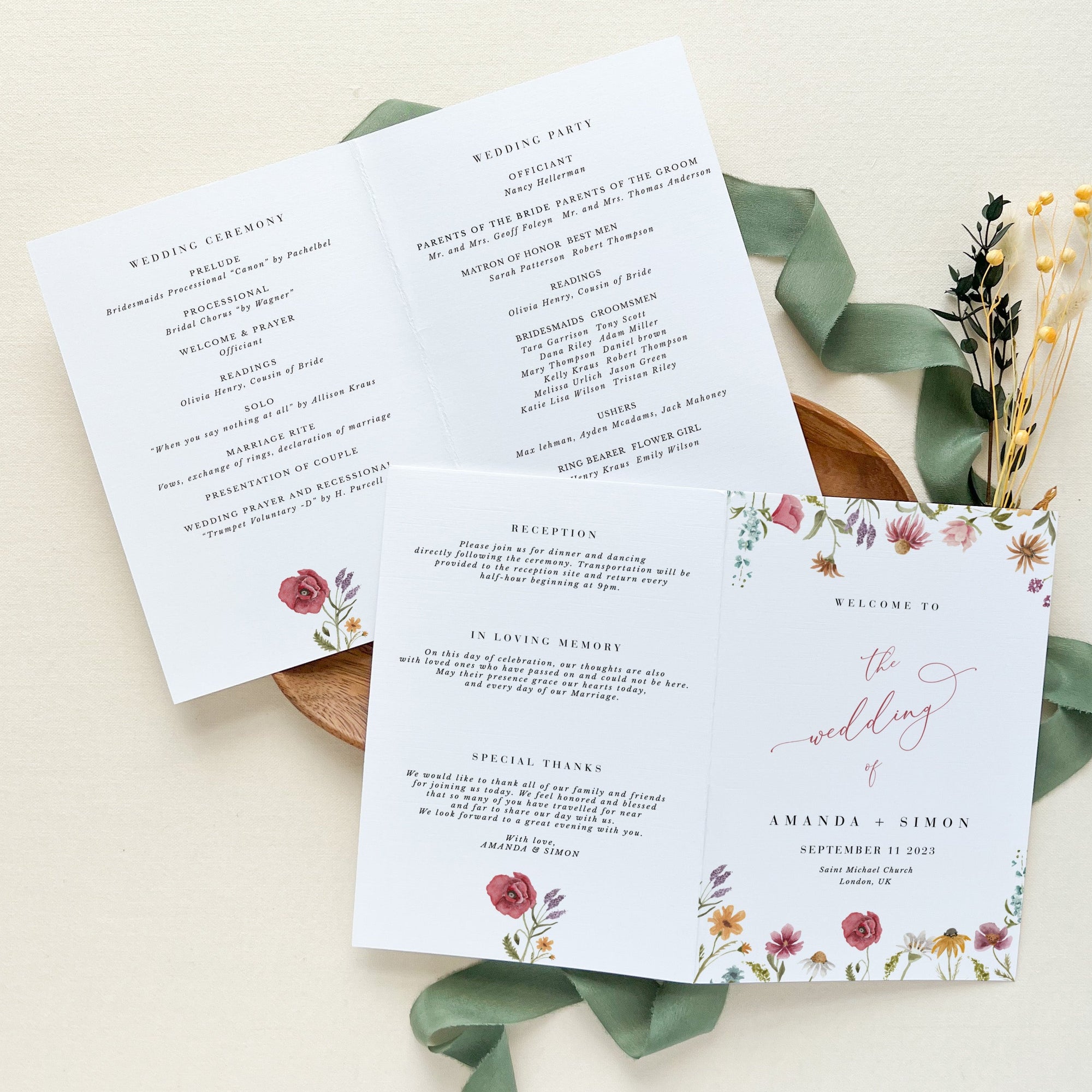 APRIL Wedding Program Template
