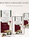 FLORA Rustic Online Digital Wedding Invitation with RSVP - Burgundy & Olive