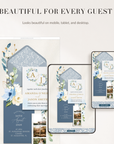 AZZURRA Dusty Blue Online Digital Wedding Invitation with RSVP