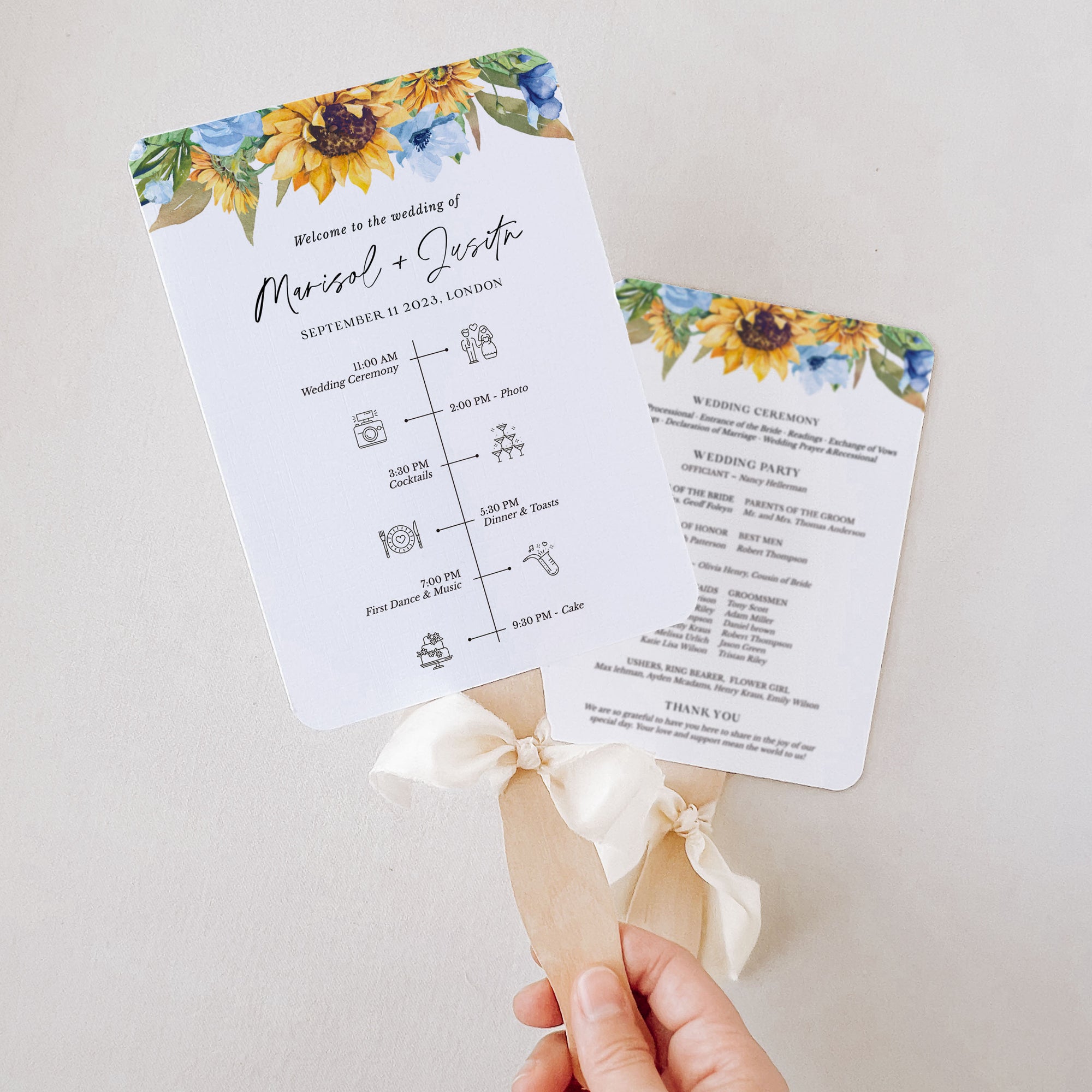 IVY Wedding Fan Program Template