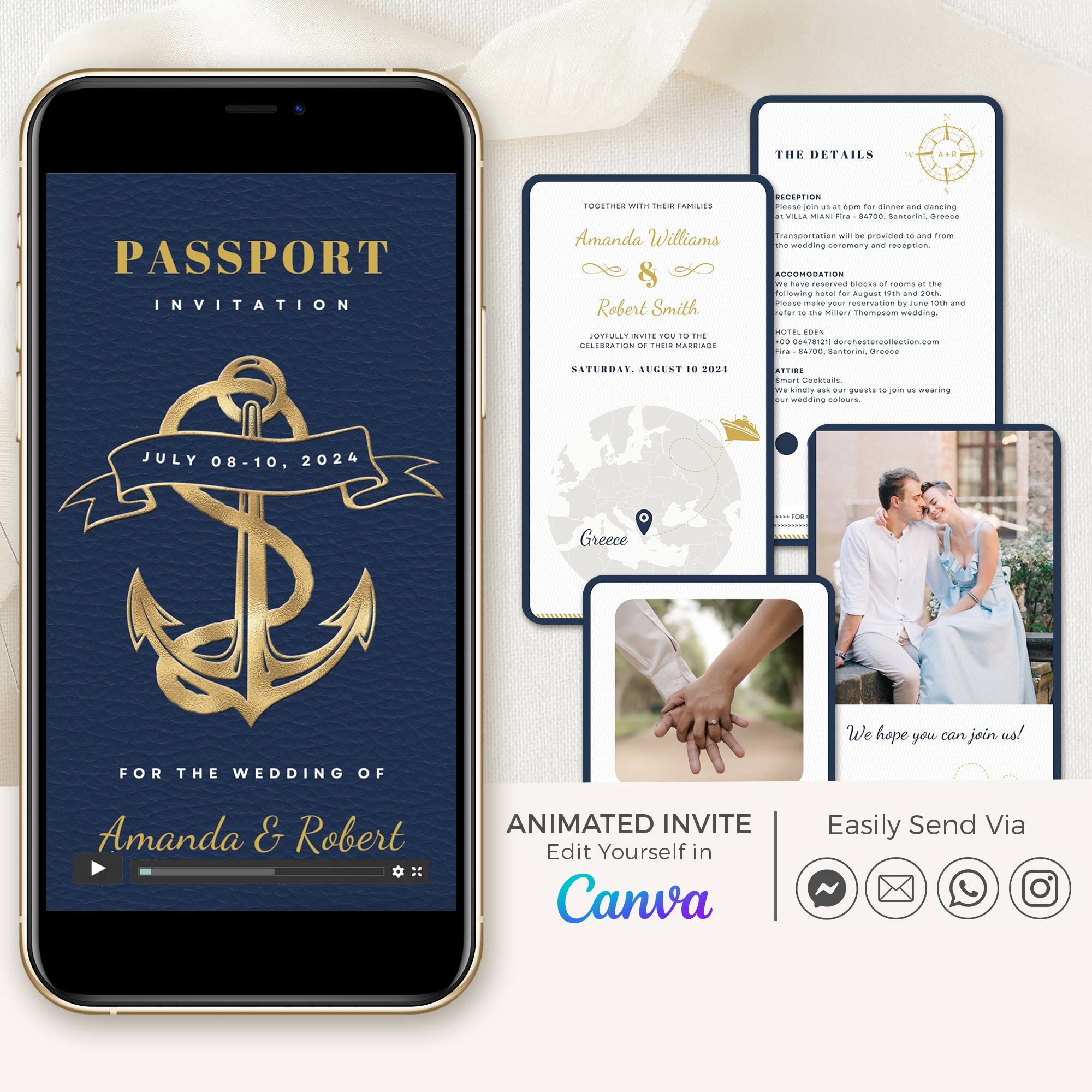 Nautical Passport Wedding Invitation Video Template