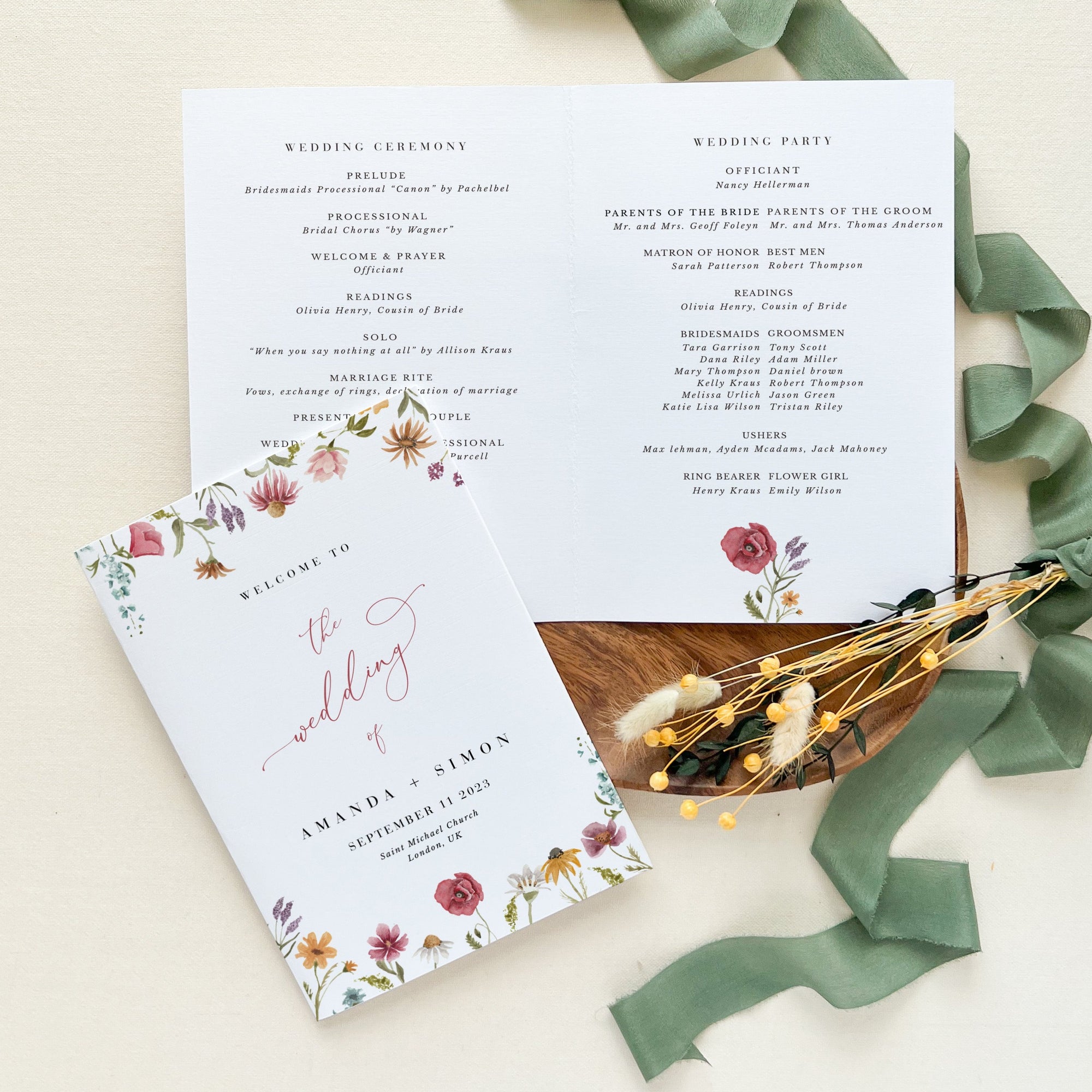 APRIL Wedding Program Template