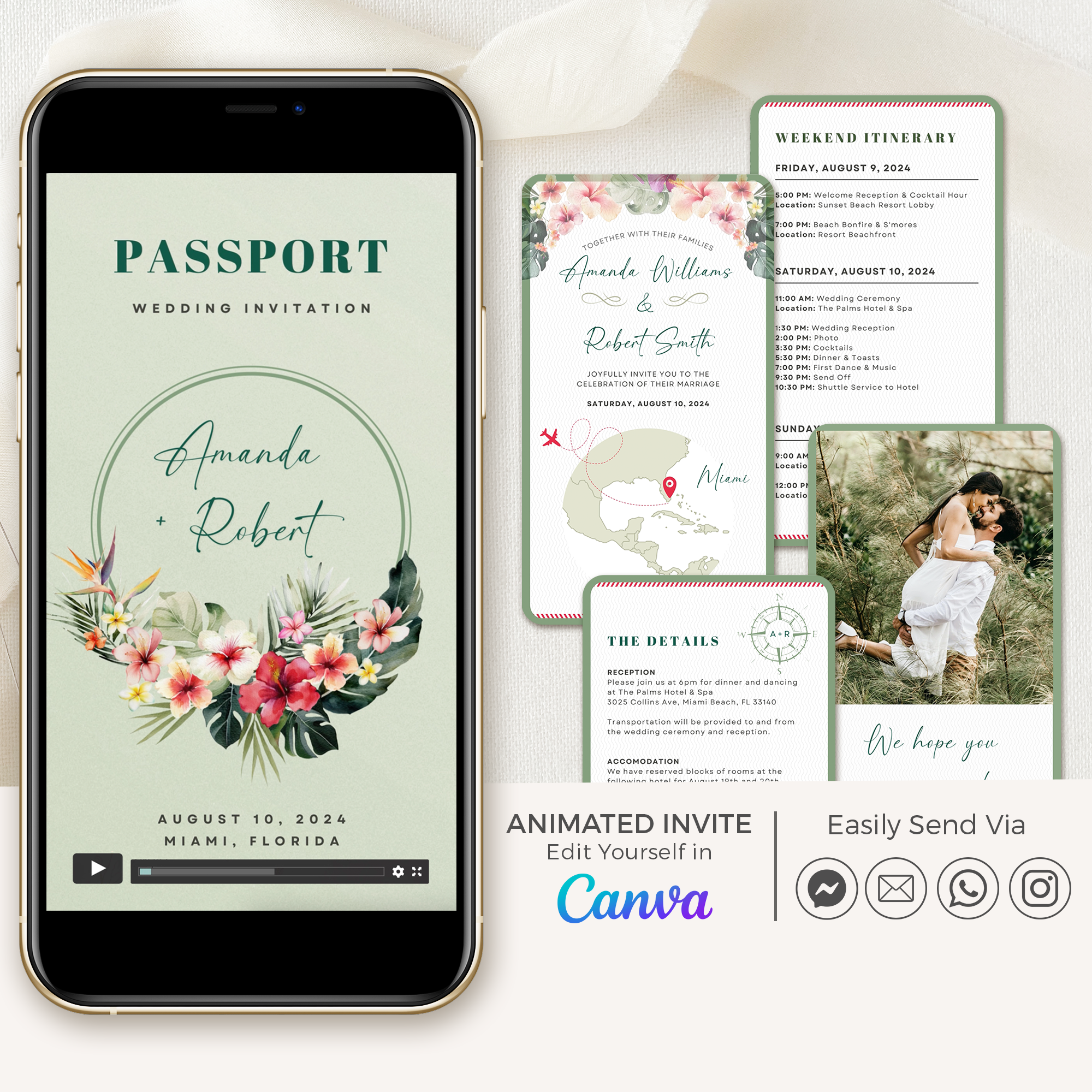 Tropical Passport Wedding Invitation Video Template
