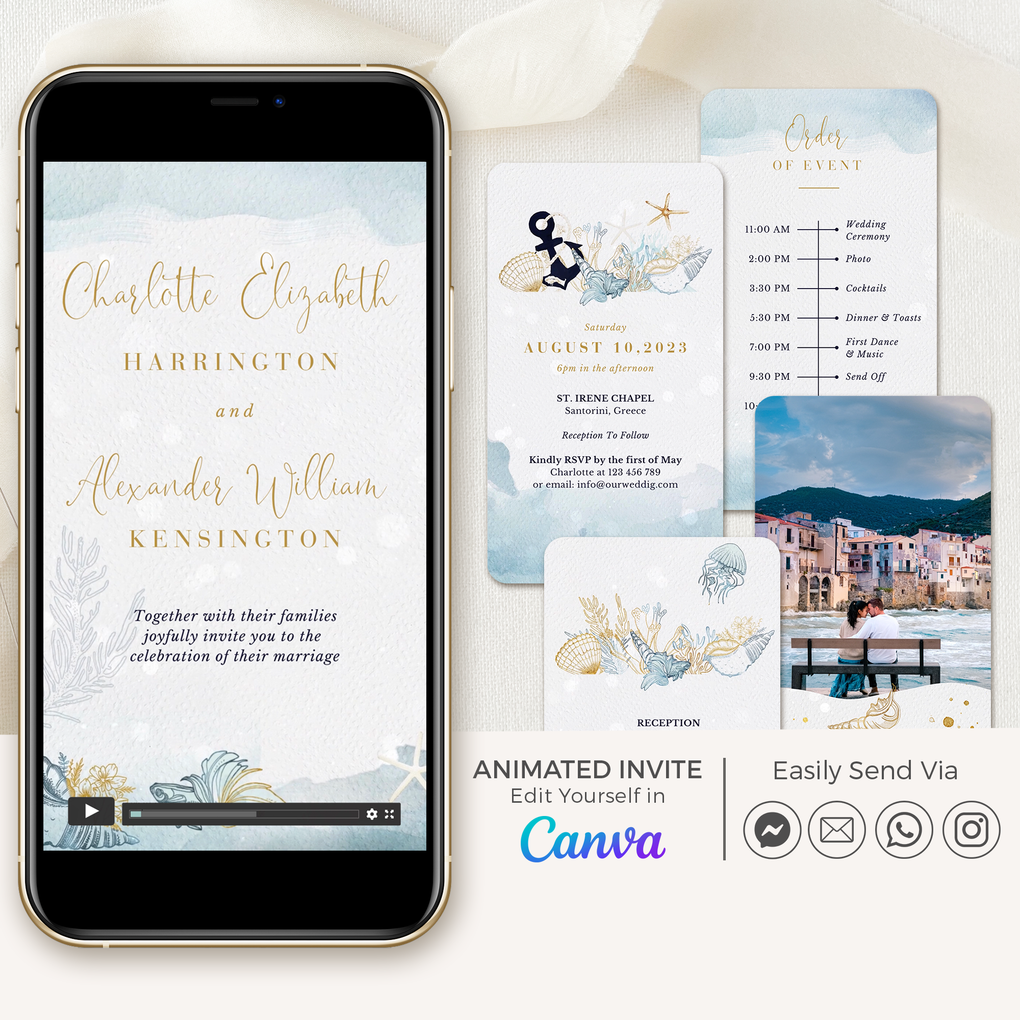 MARINA Ocean Wedding Invitation Video Template