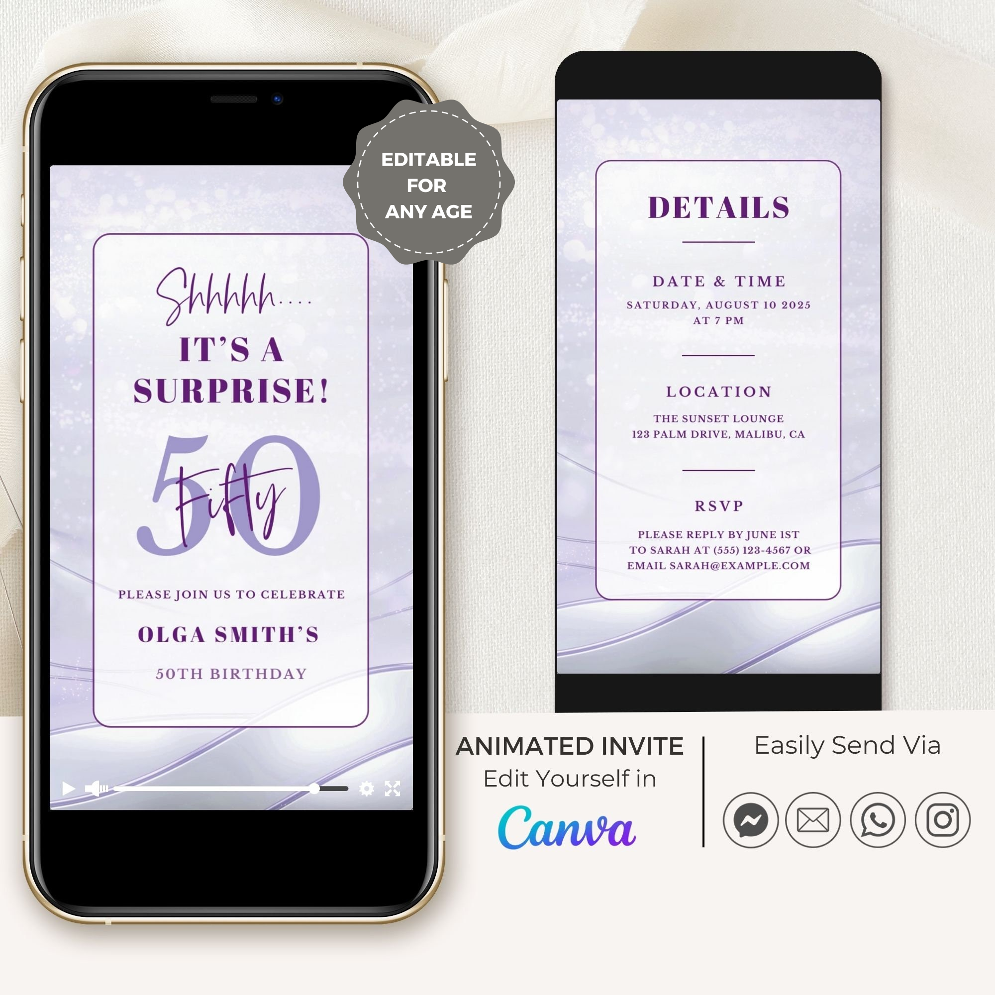 VIBE Birthday Invitation Video Violet