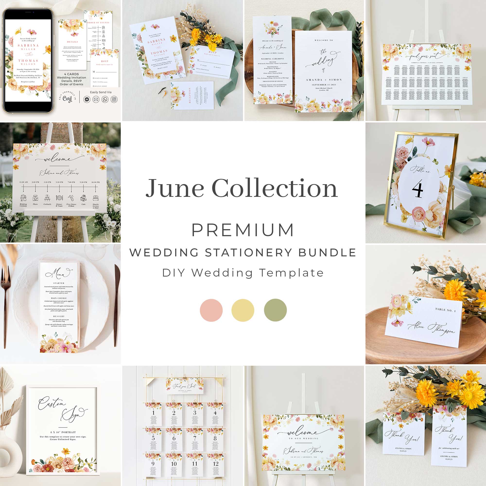 JUNE Wedding Stationery Templates Bundle