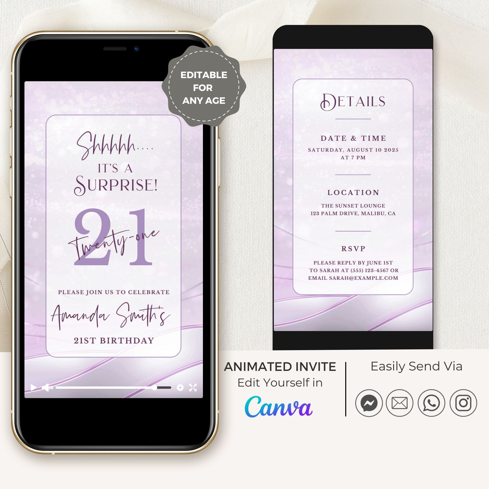 VIBE Birthday Invitation Video Purple