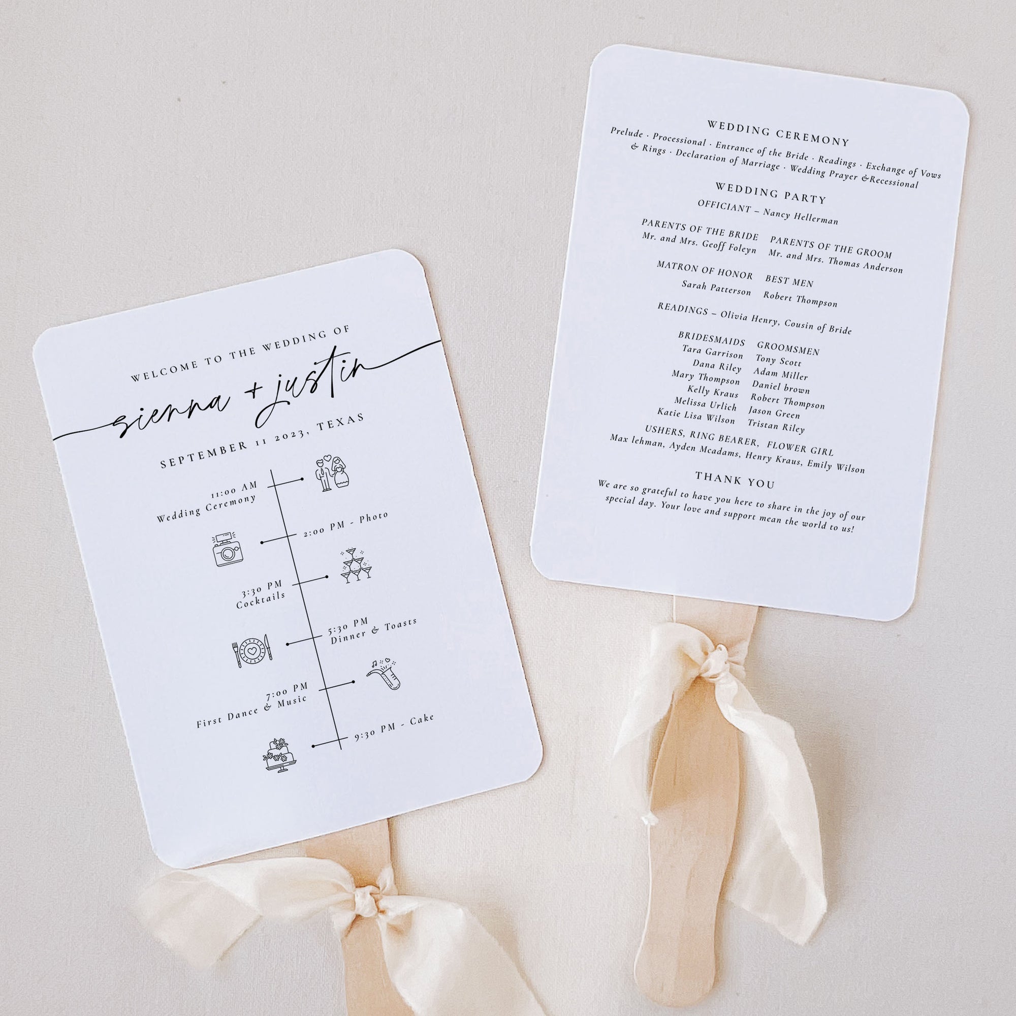 LAURA Wedding Ceremony Program Fans Template