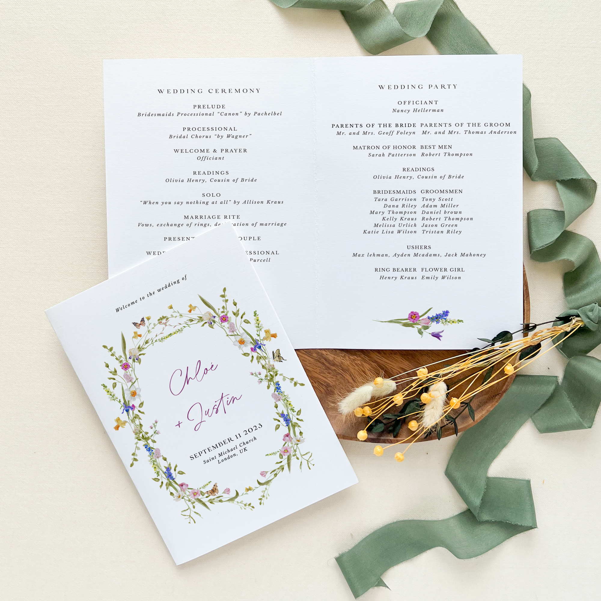 CHLOÉ Floral Wedding Program Template