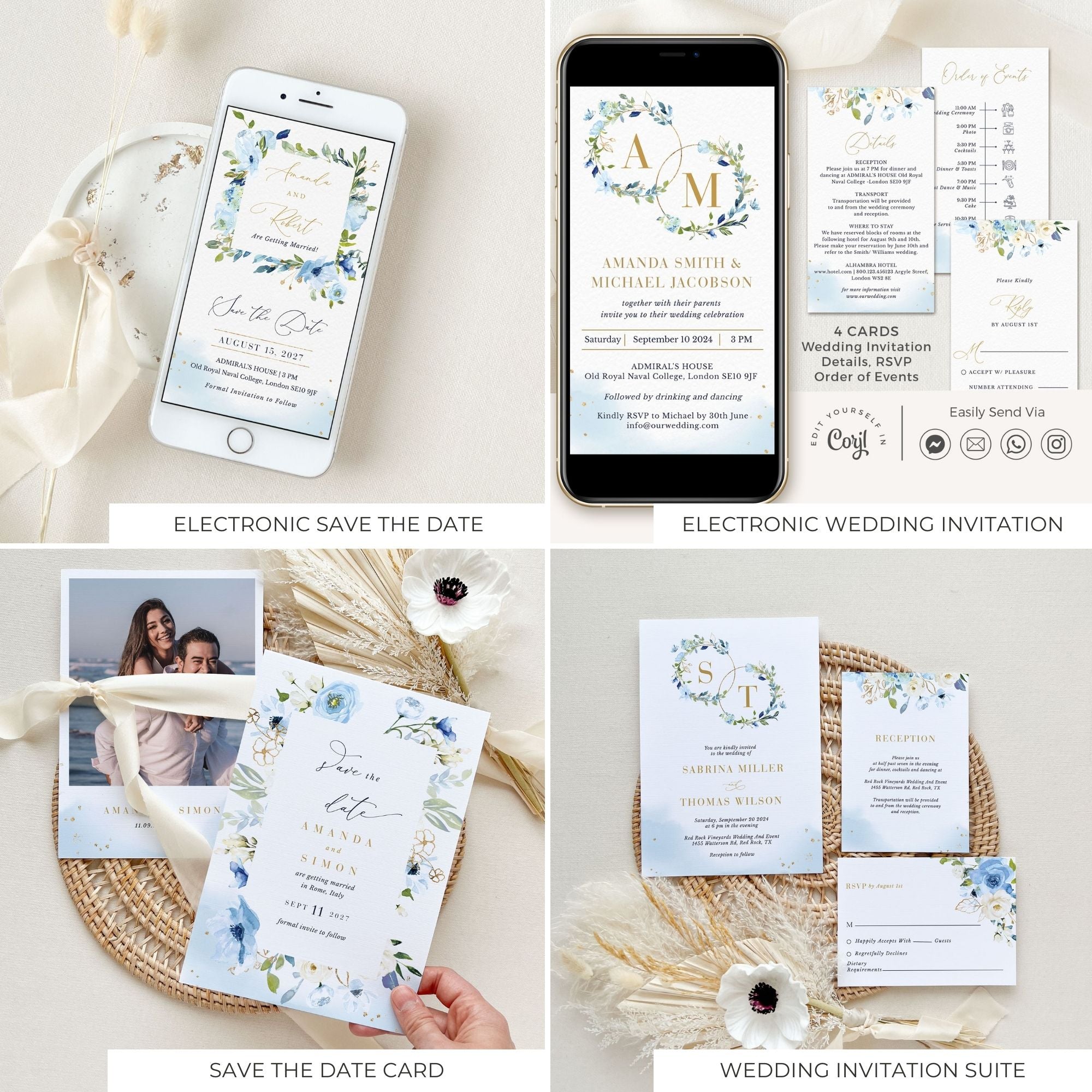 AZZURRA Printable Wedding Stationery Bundle