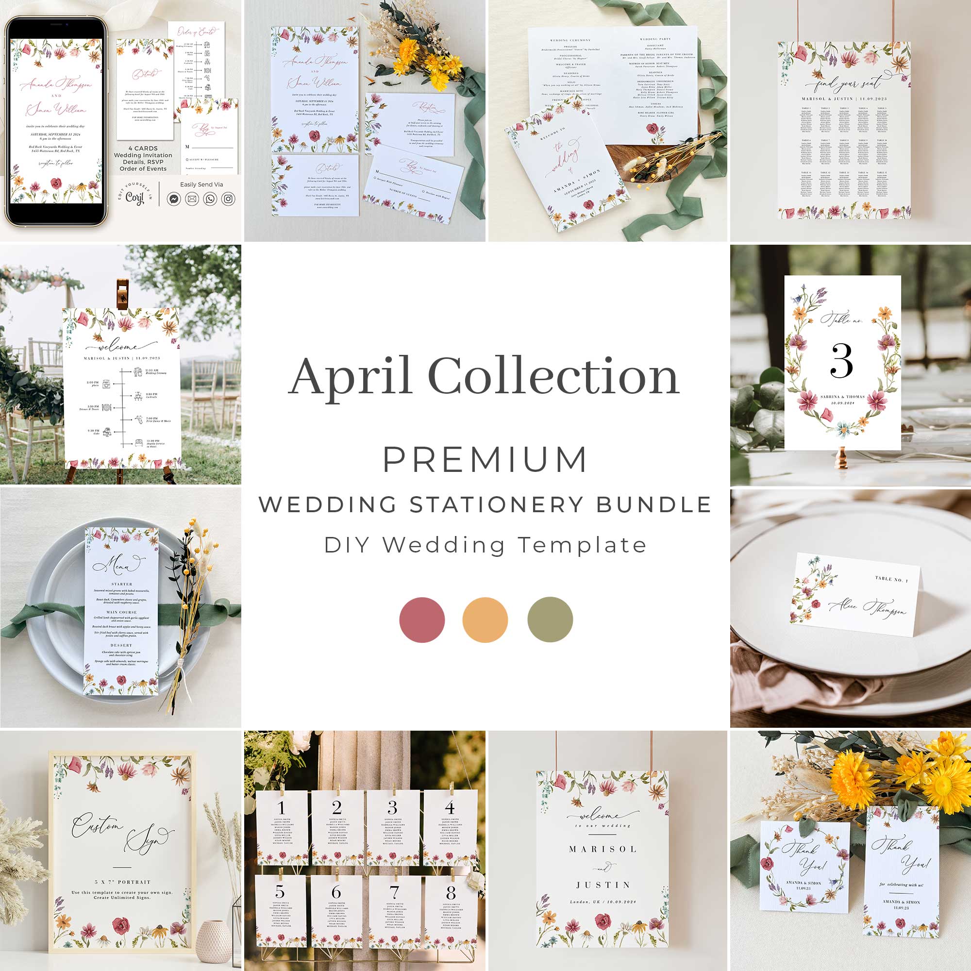 APRIL Wedding Stationery Templates Bundle