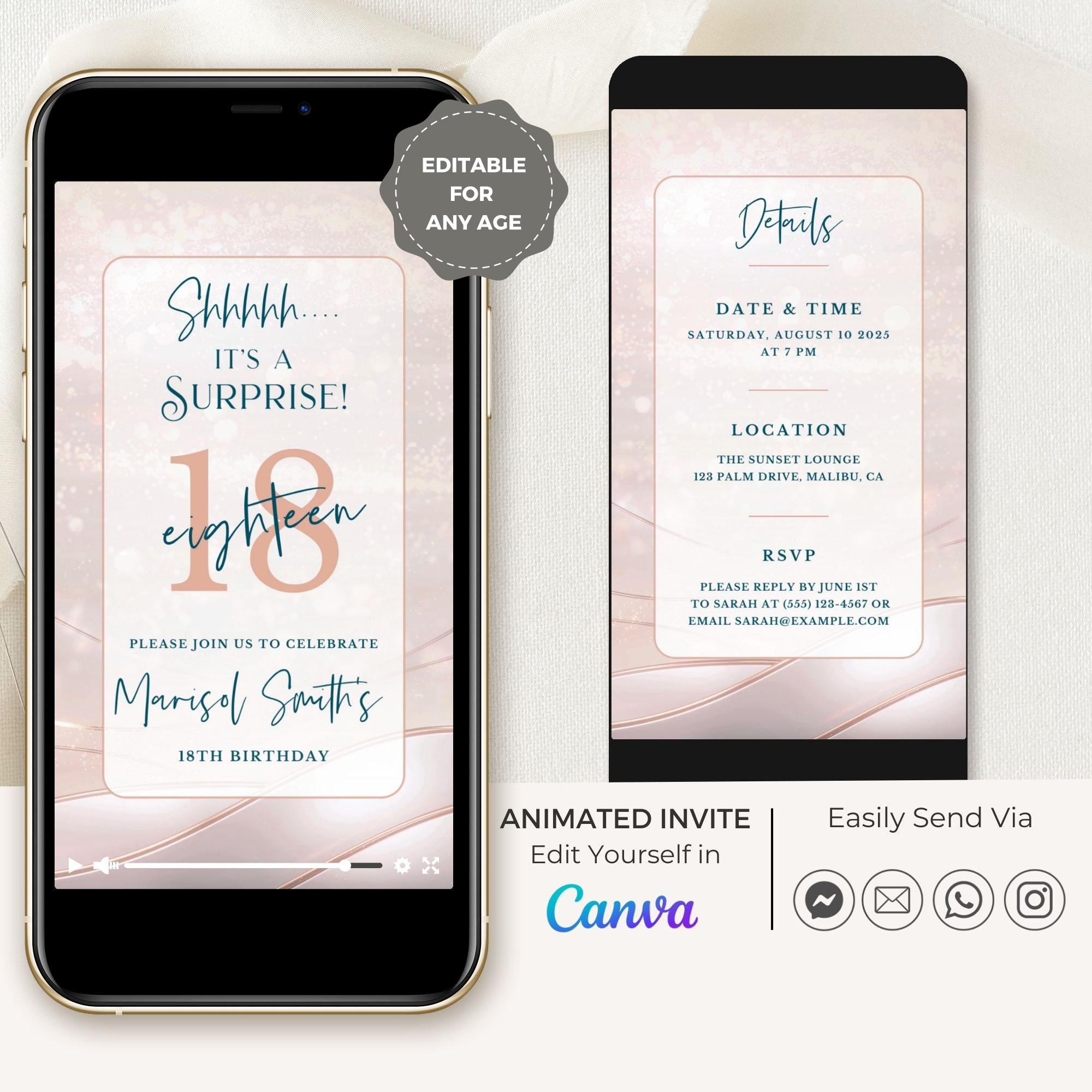 VIBE Birthday Invitation Video Pink