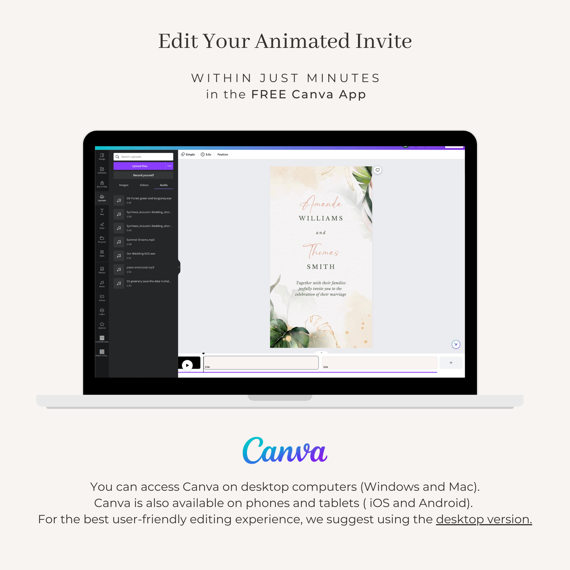 PALMA Tropical Wedding Invitation Video Template