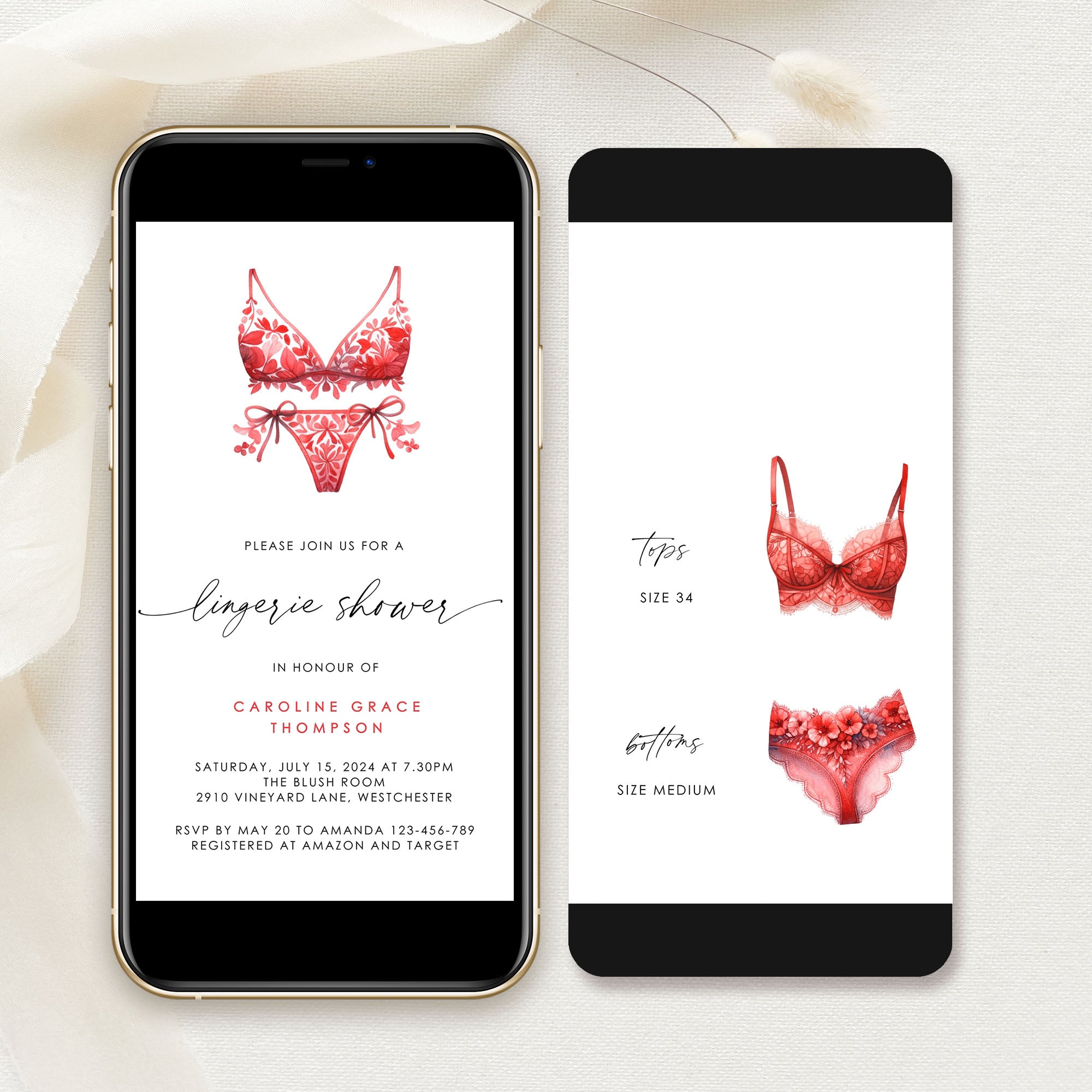 Lingerie Bridal Shower Digital Invitation