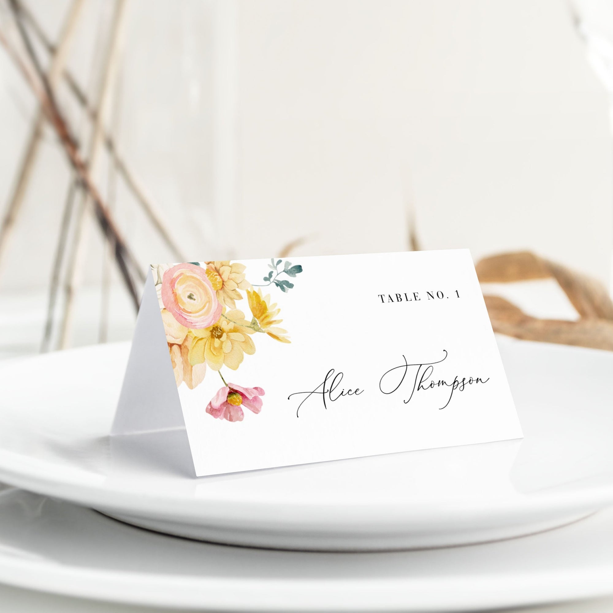 JUNE Wedding Place Card Template