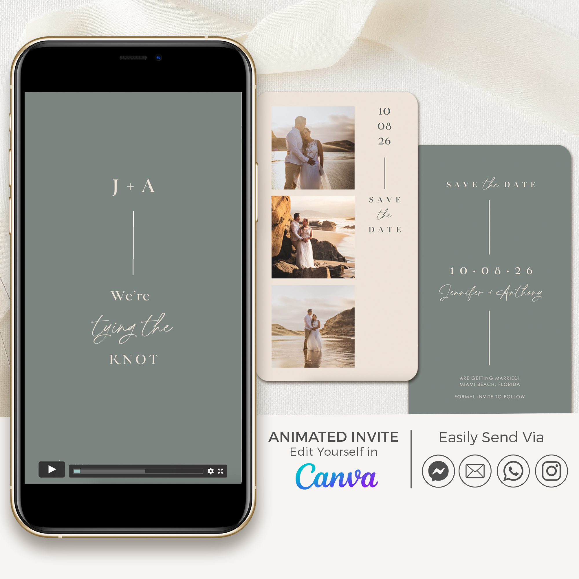 LAURA Save the Date Video Template - Sage & Blush