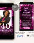 SPARKLE Video Birthday Invitation with Photo Fuchsia