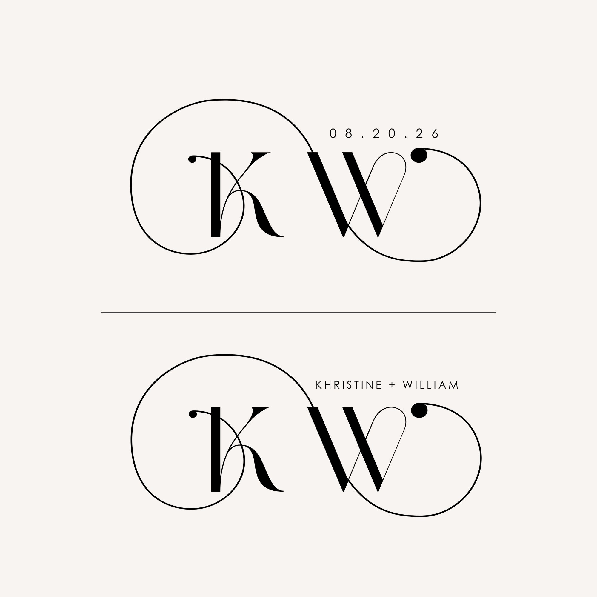 KHRISTINE Wedding Monogram Logo – Creative Things Studio, image size:2000x2000