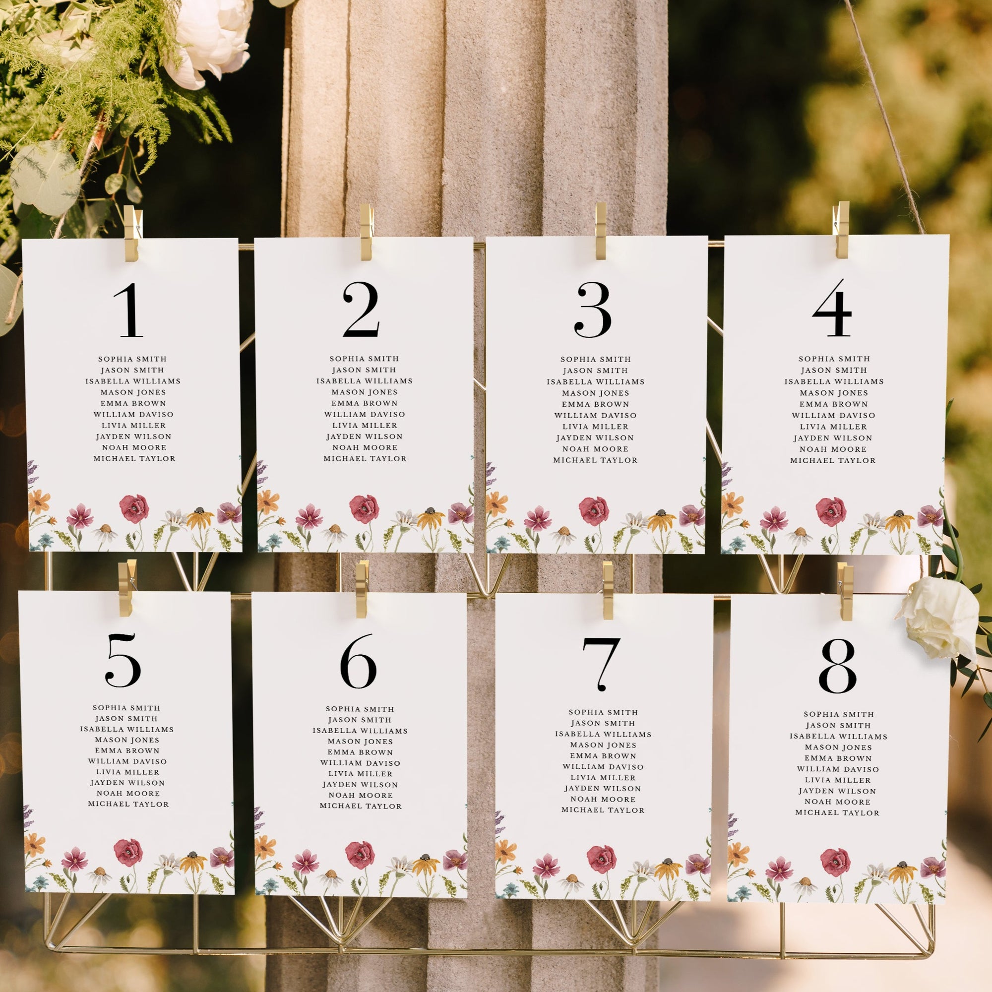 APRIL Wedding Seating Chart Card Template