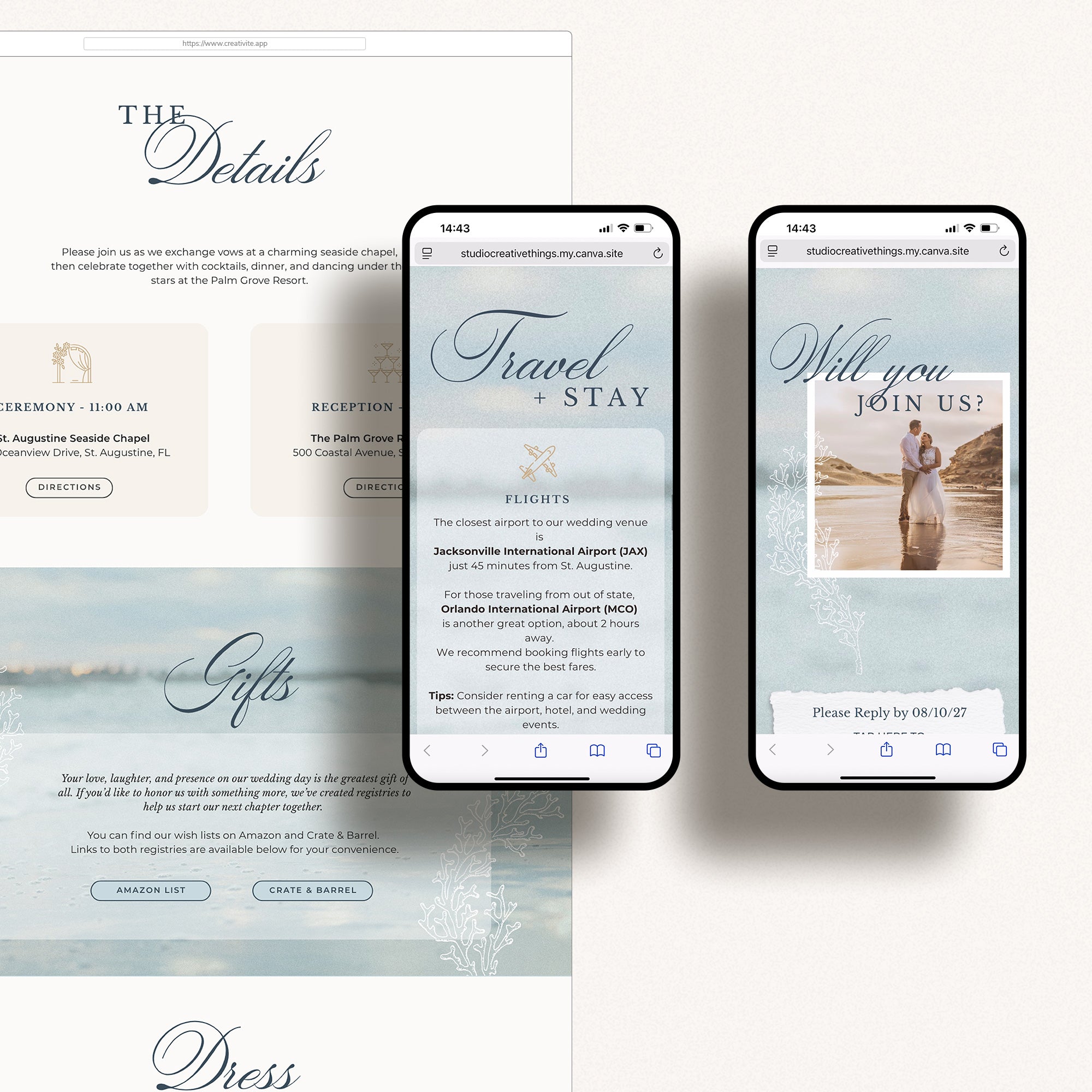 Beach Wedding Website Template