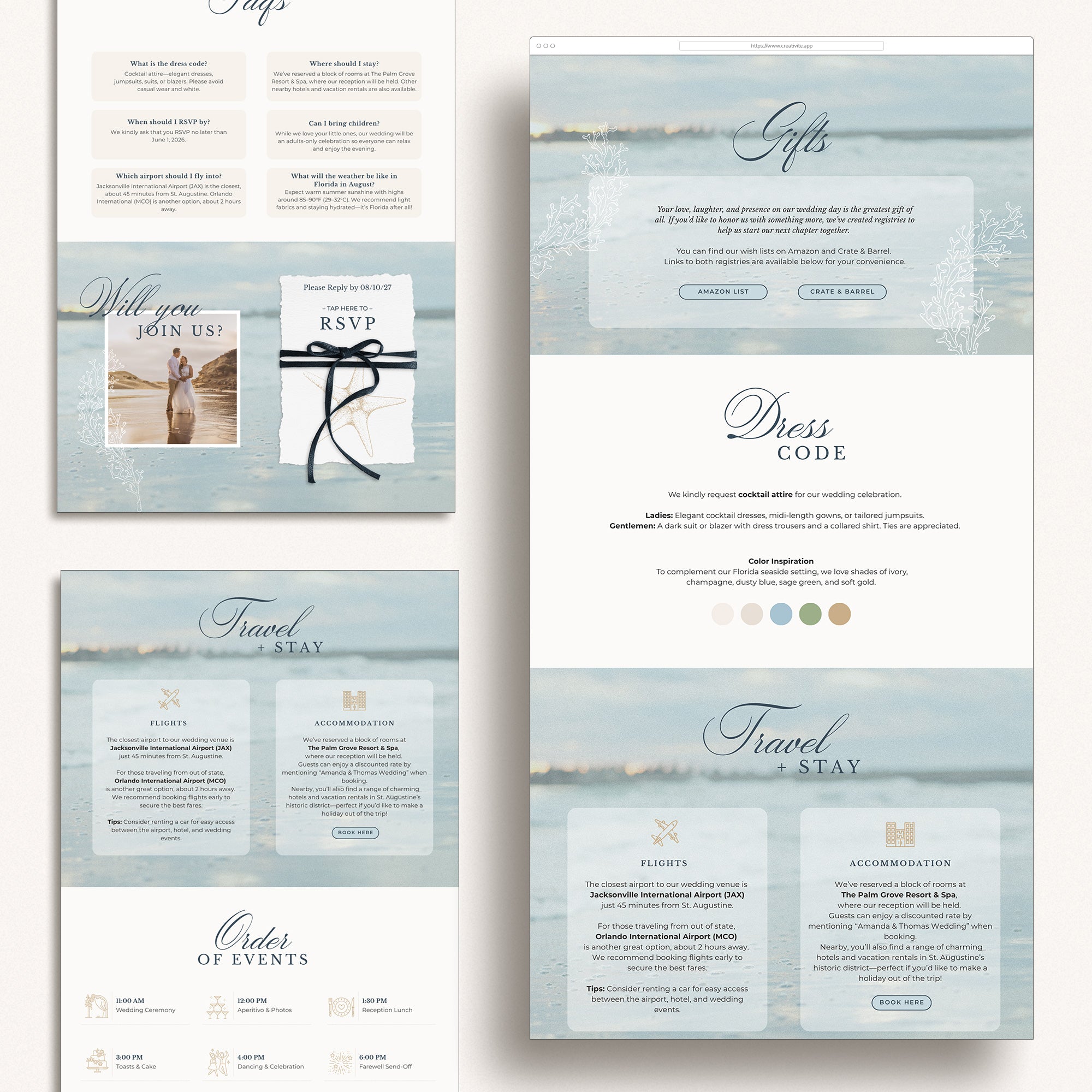 Beach Wedding Website Template