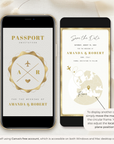 Passport Save The Date Video Template - White & Gold