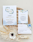 AZZURRA Dusty Blue Wedding Invitation Suite Template