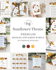 RUBY Printable Sunflower Wedding Invitation Template Bundle