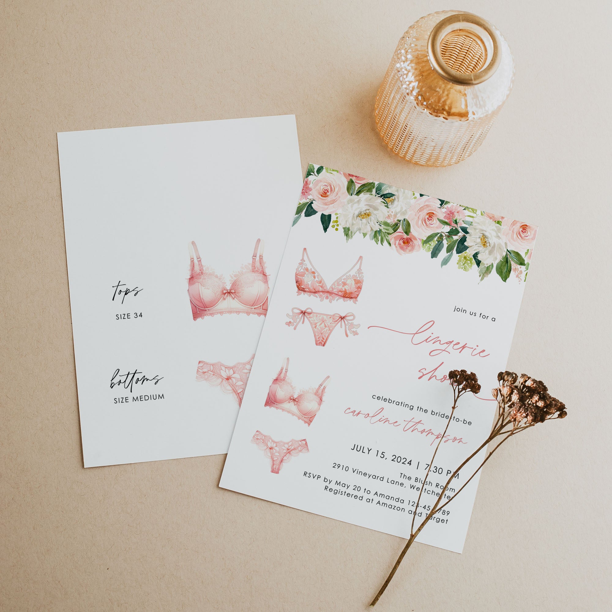 Lingerie Shower Invitation Card Printable
