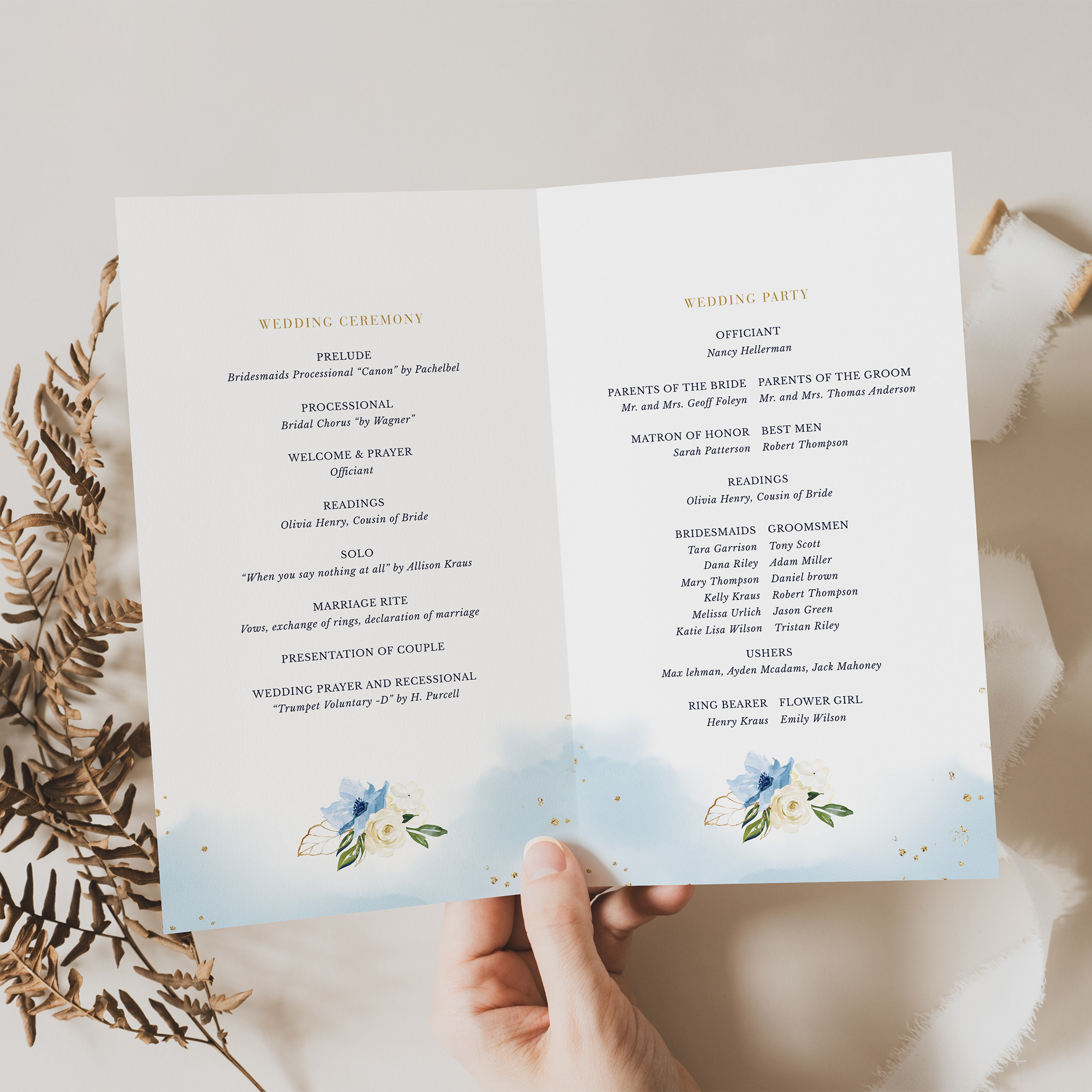 AZZURRA Wedding Program Template