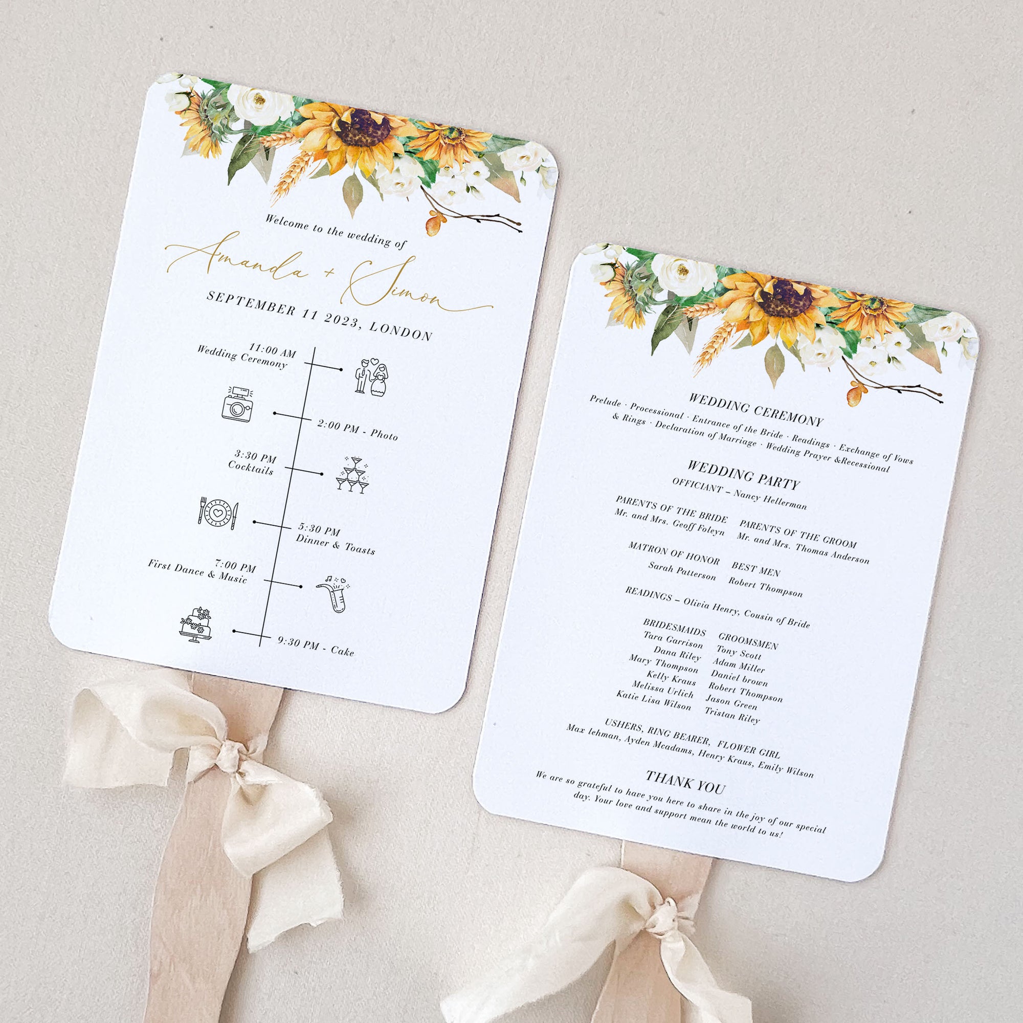 MARISOL Wedding Program Fan Template