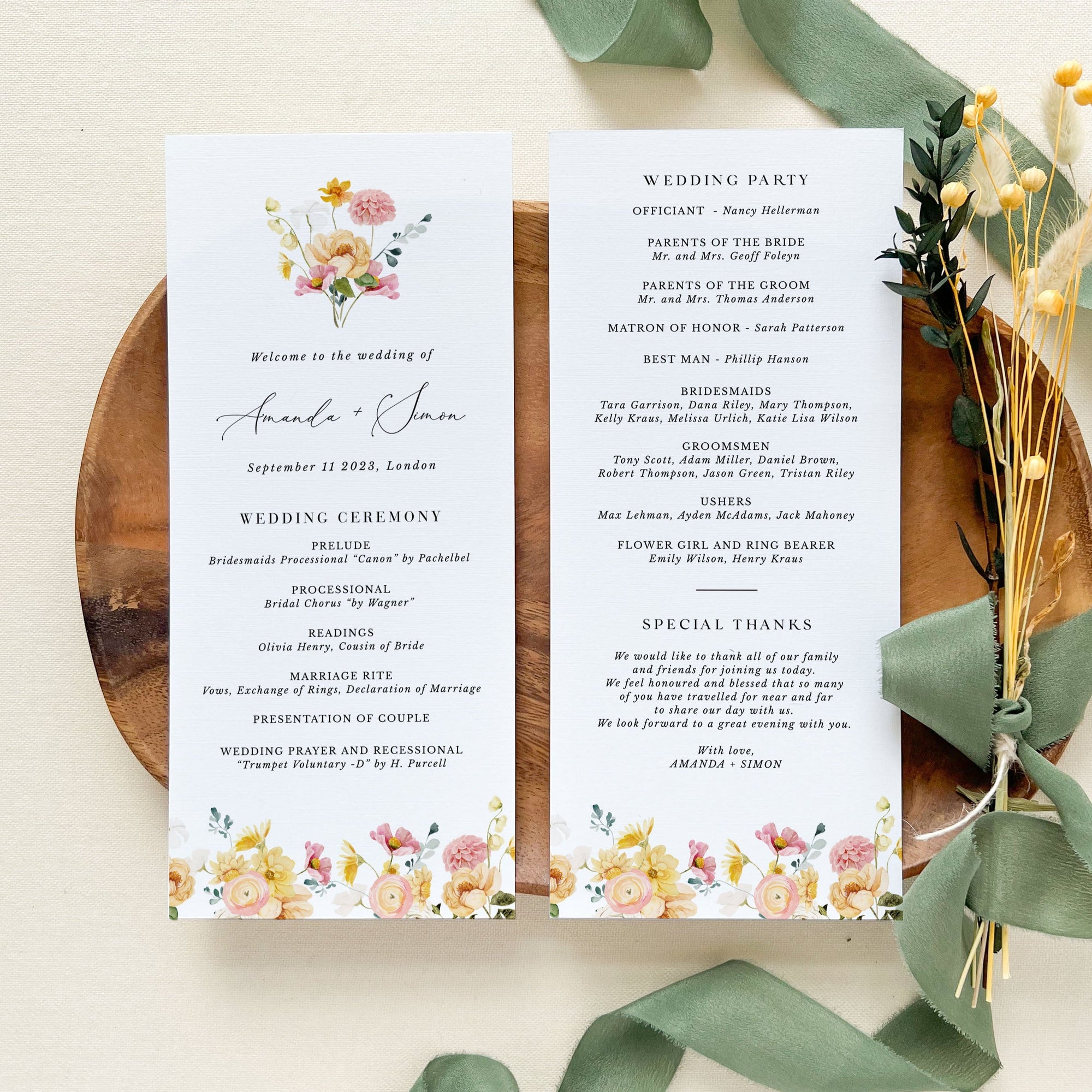 JUNE Wedding Program Template