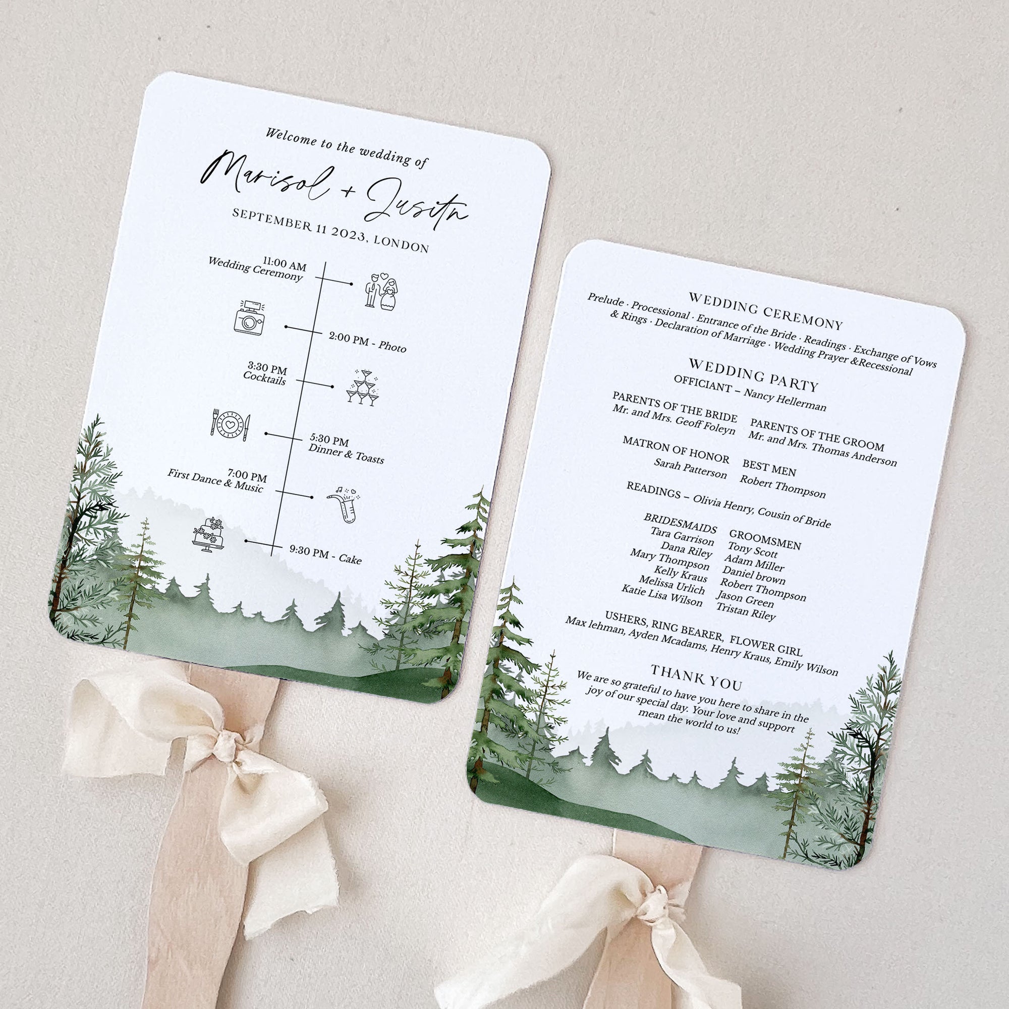 GAIA Wedding Program Fan Template