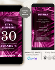 SPARKLE Video Birthday Invitation Fuchsia