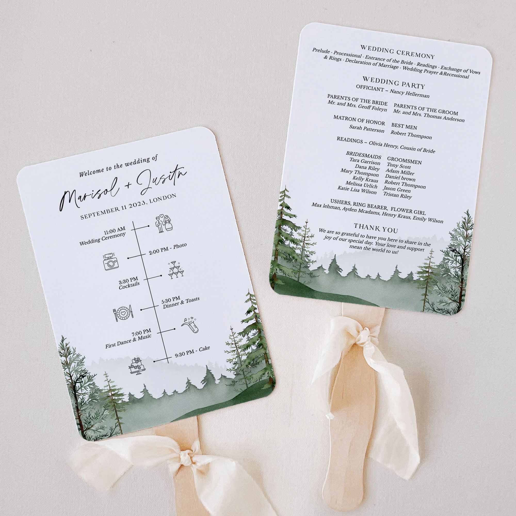 GAIA Wedding Program Fan Template