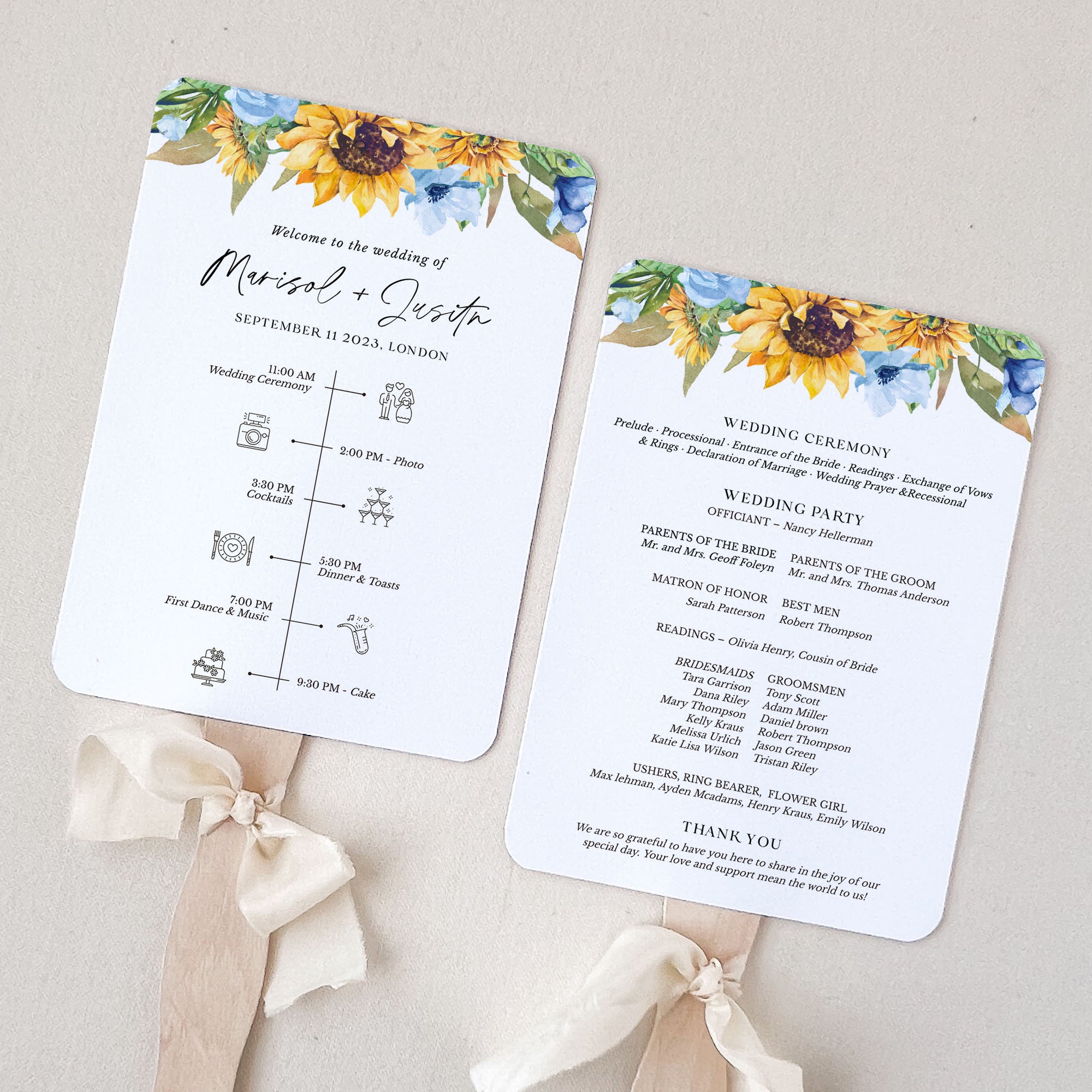 IVY Wedding Fan Program Template