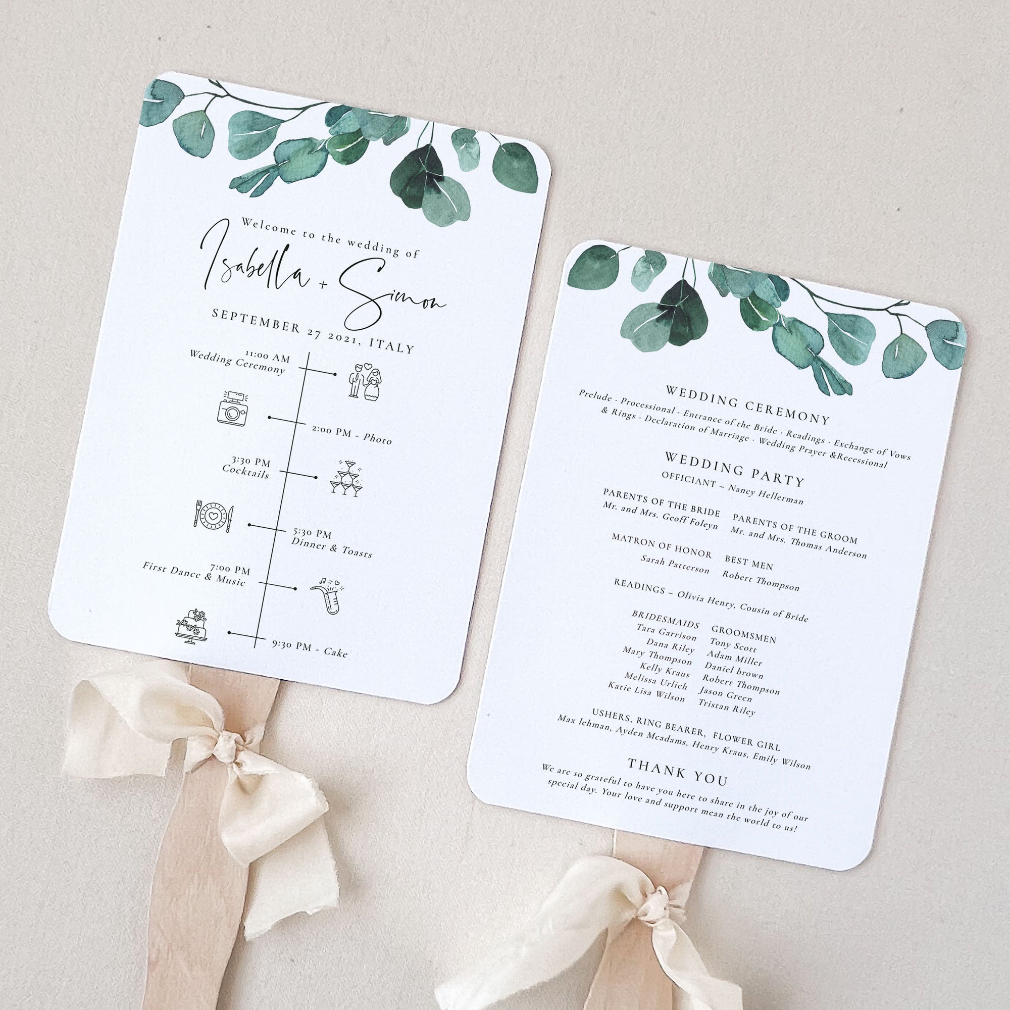 LUISA Wedding Ceremony Program Fans Template