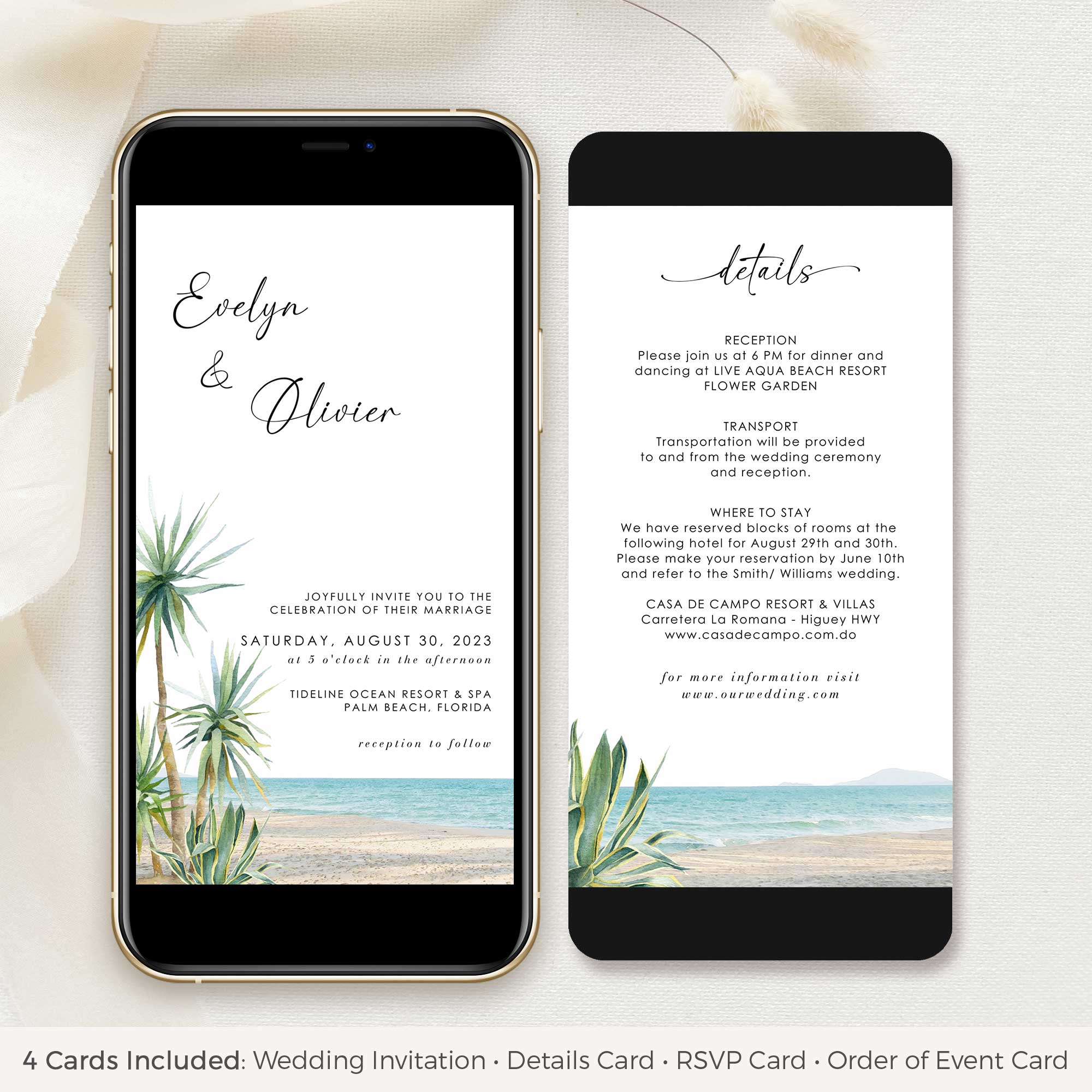 SELMA Palm Tree Wedding Invitation Digital Card