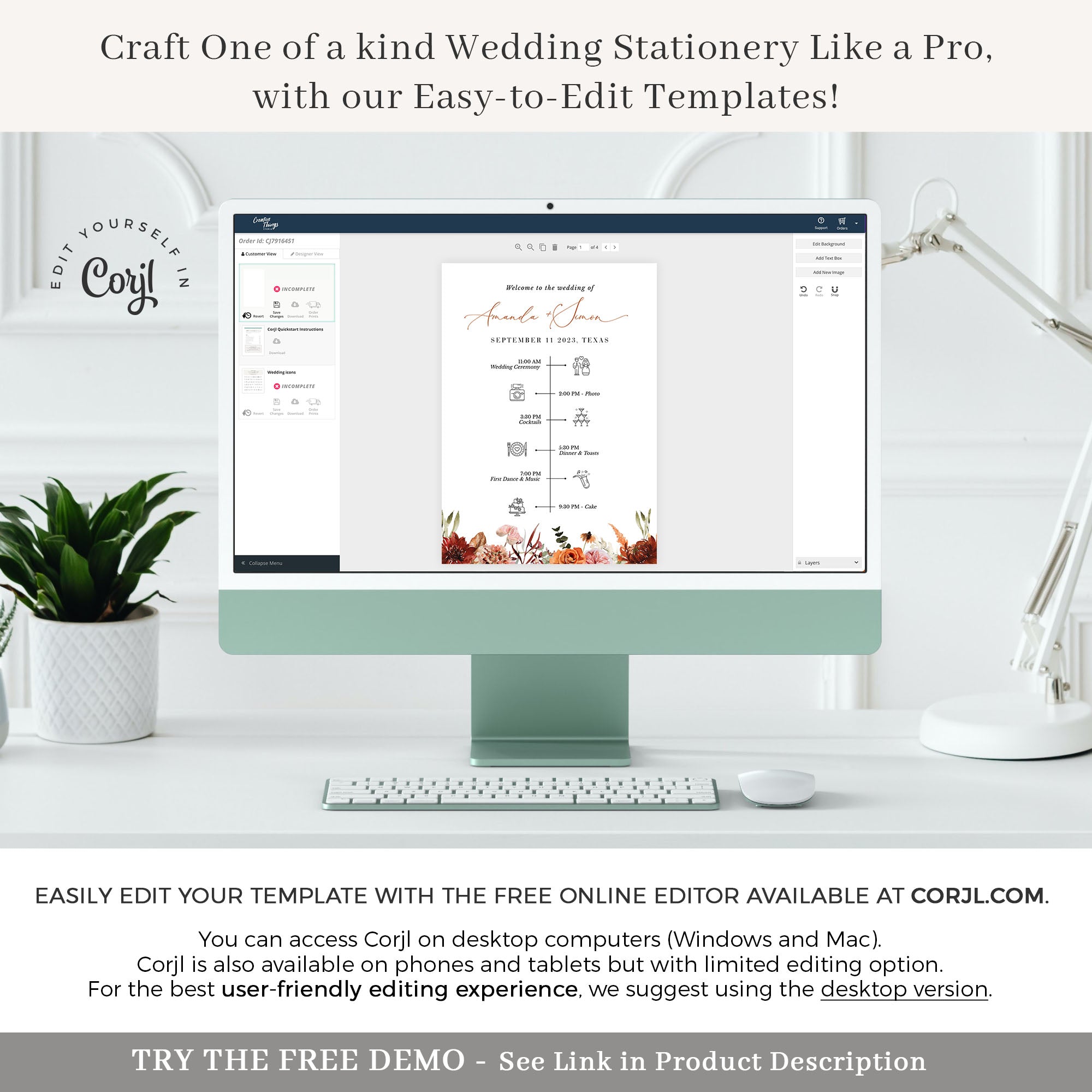 SCARLETT Wedding Ceremony Program Fans Template