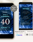SPARKLE Video Birthday Invitation Dark Blue