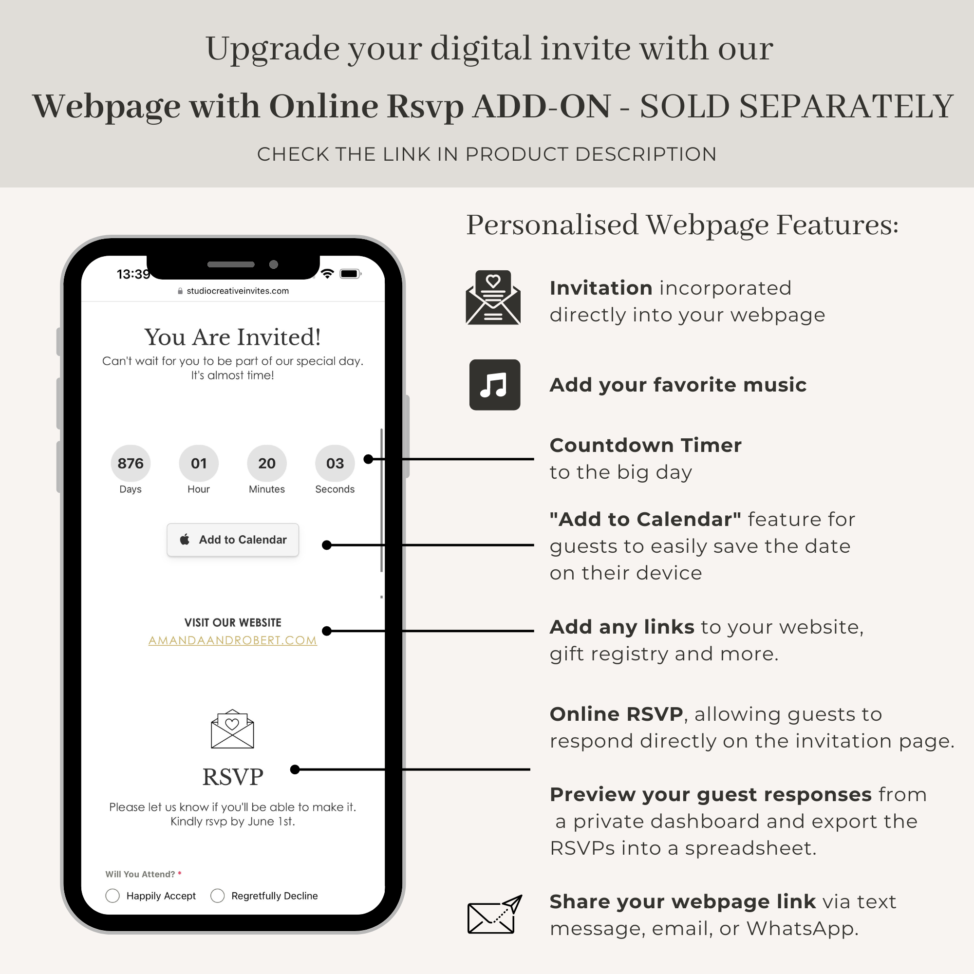 ELLA Digital Wedding Invitation with Rsvp