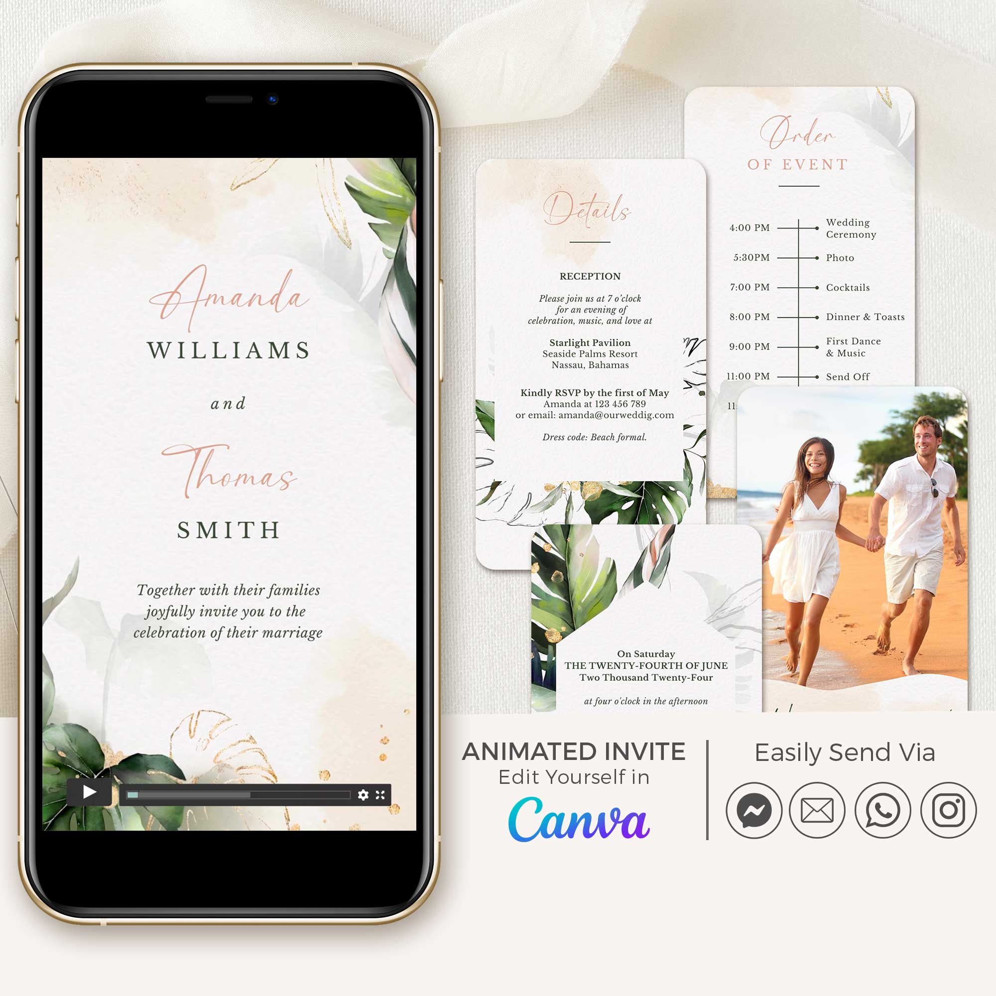 PALMA Tropical Wedding Invitation Video Template