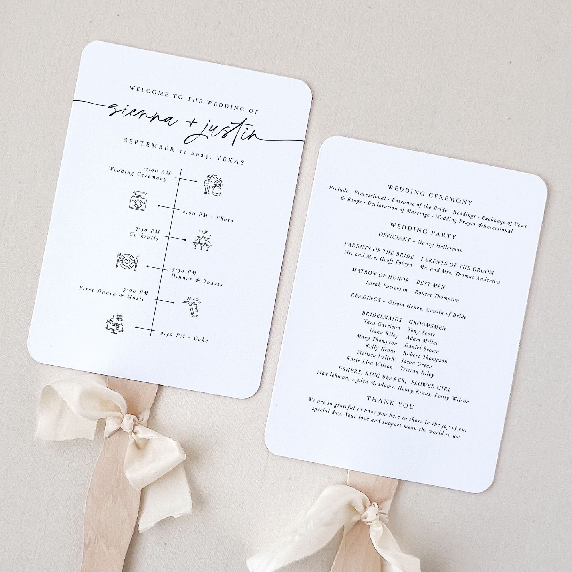 LAURA Wedding Ceremony Program Fans Template