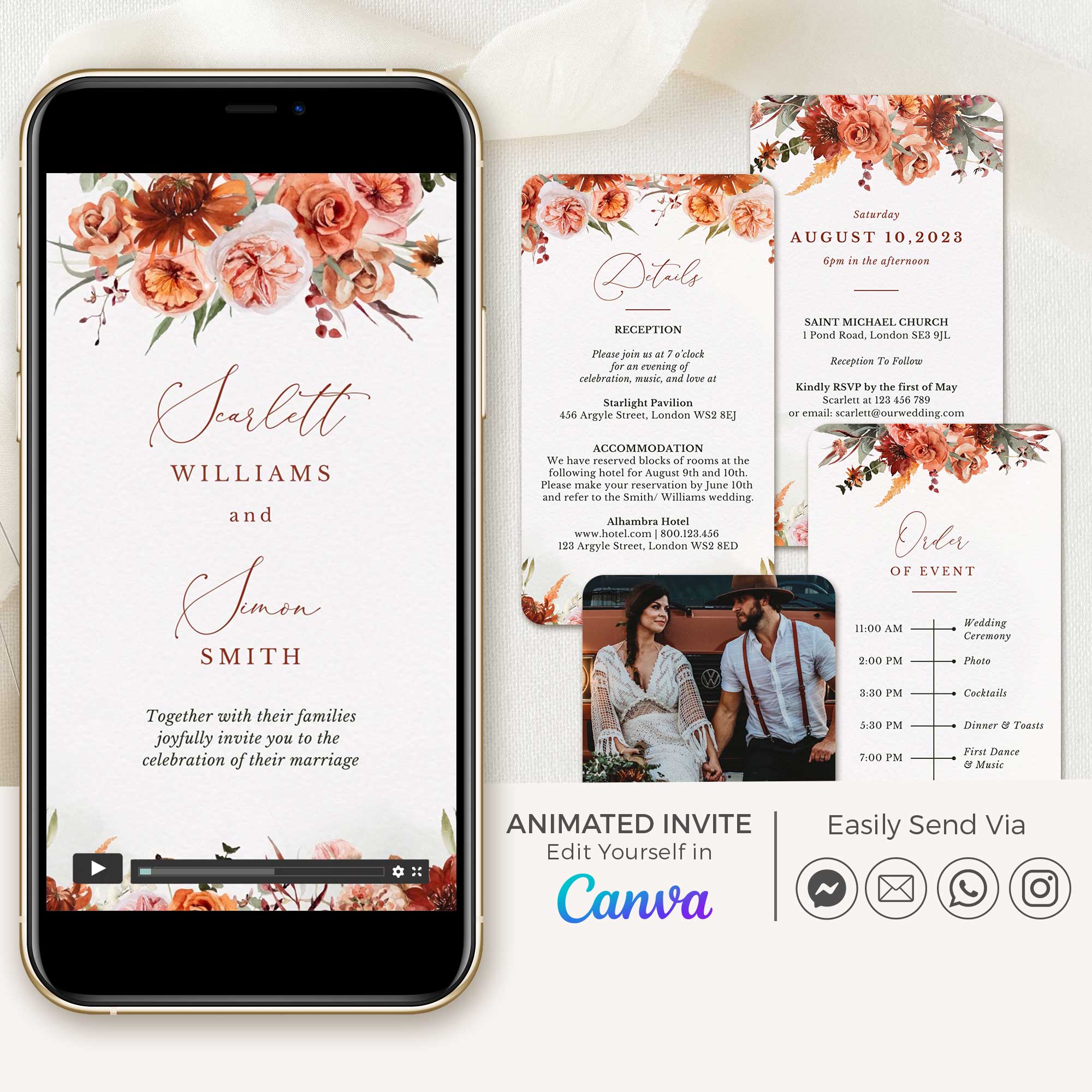 SCARLETT Boho Wedding Invitation Video Template