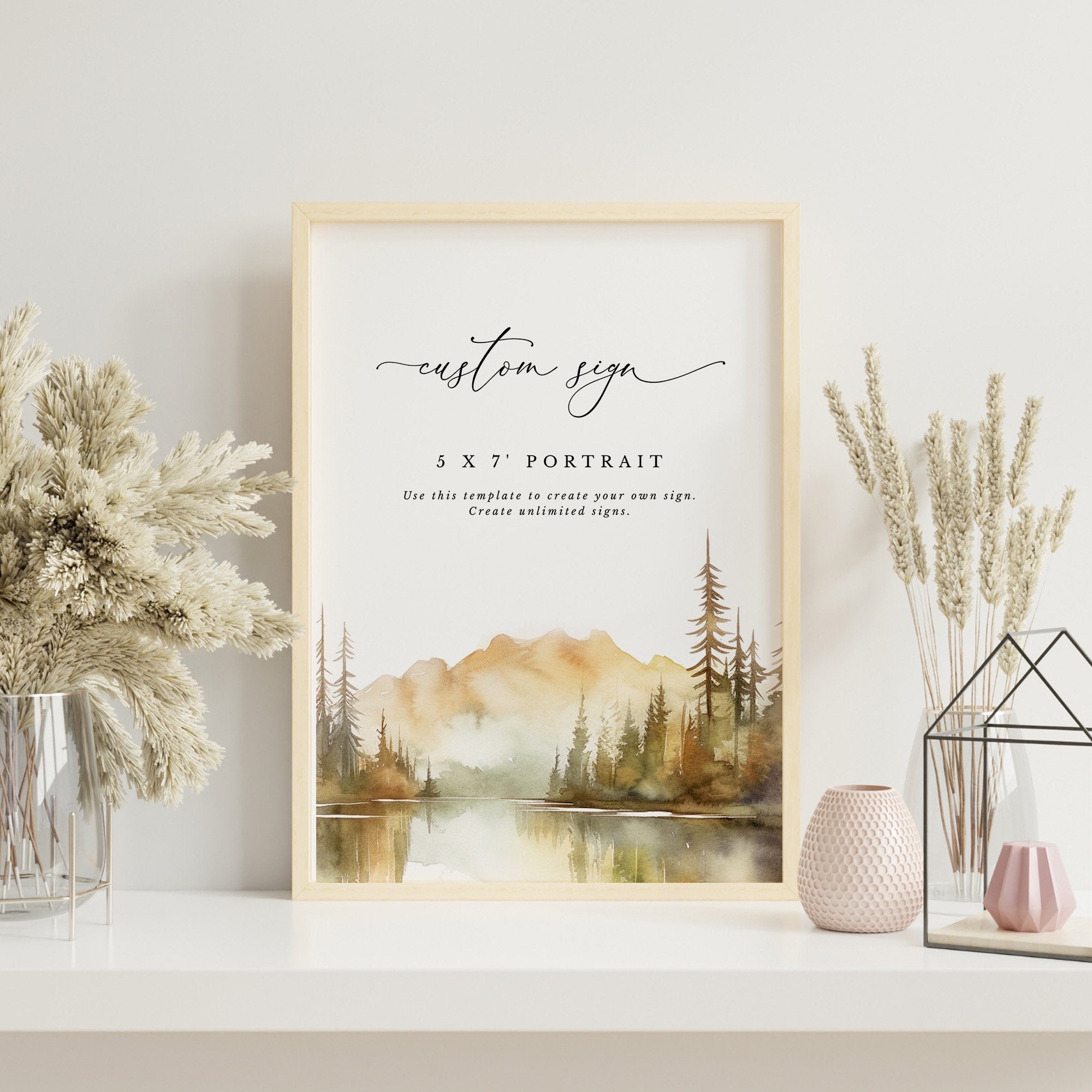 ARNA Fall Mountain Small Wedding Sign Template