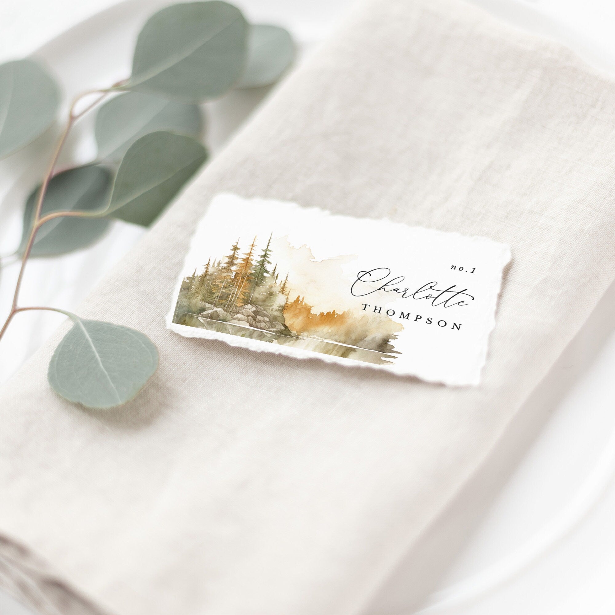 ARNA Fall Mountain Wedding Place Card Template