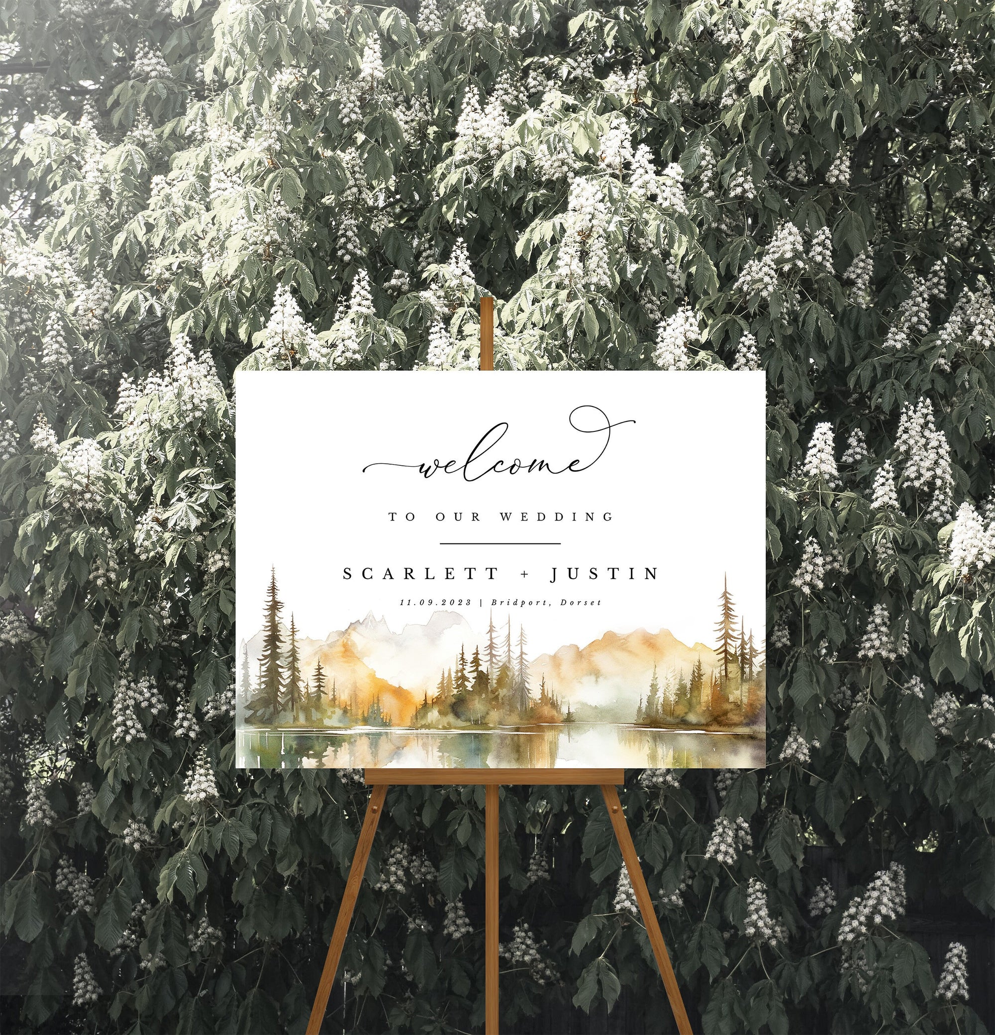 ARNA Fall Mountain Wedding Welcome Sign Template