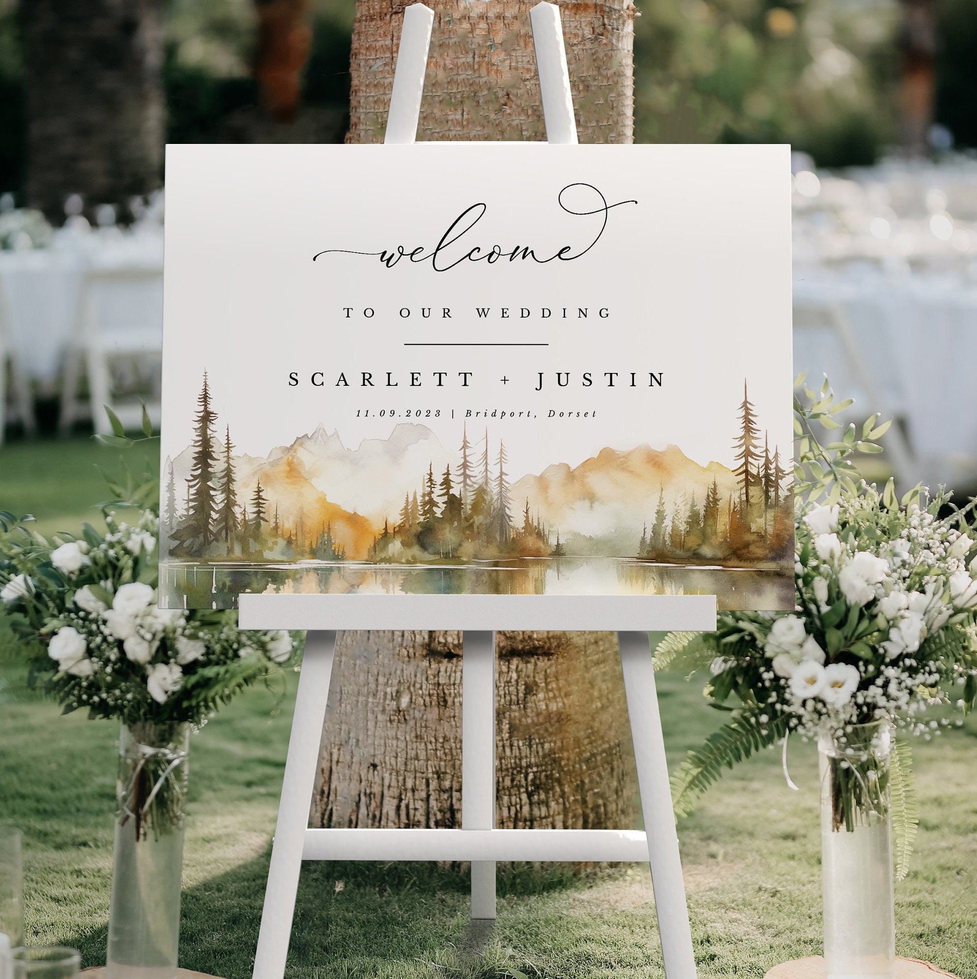ARNA Fall Mountain Wedding Welcome Sign Template