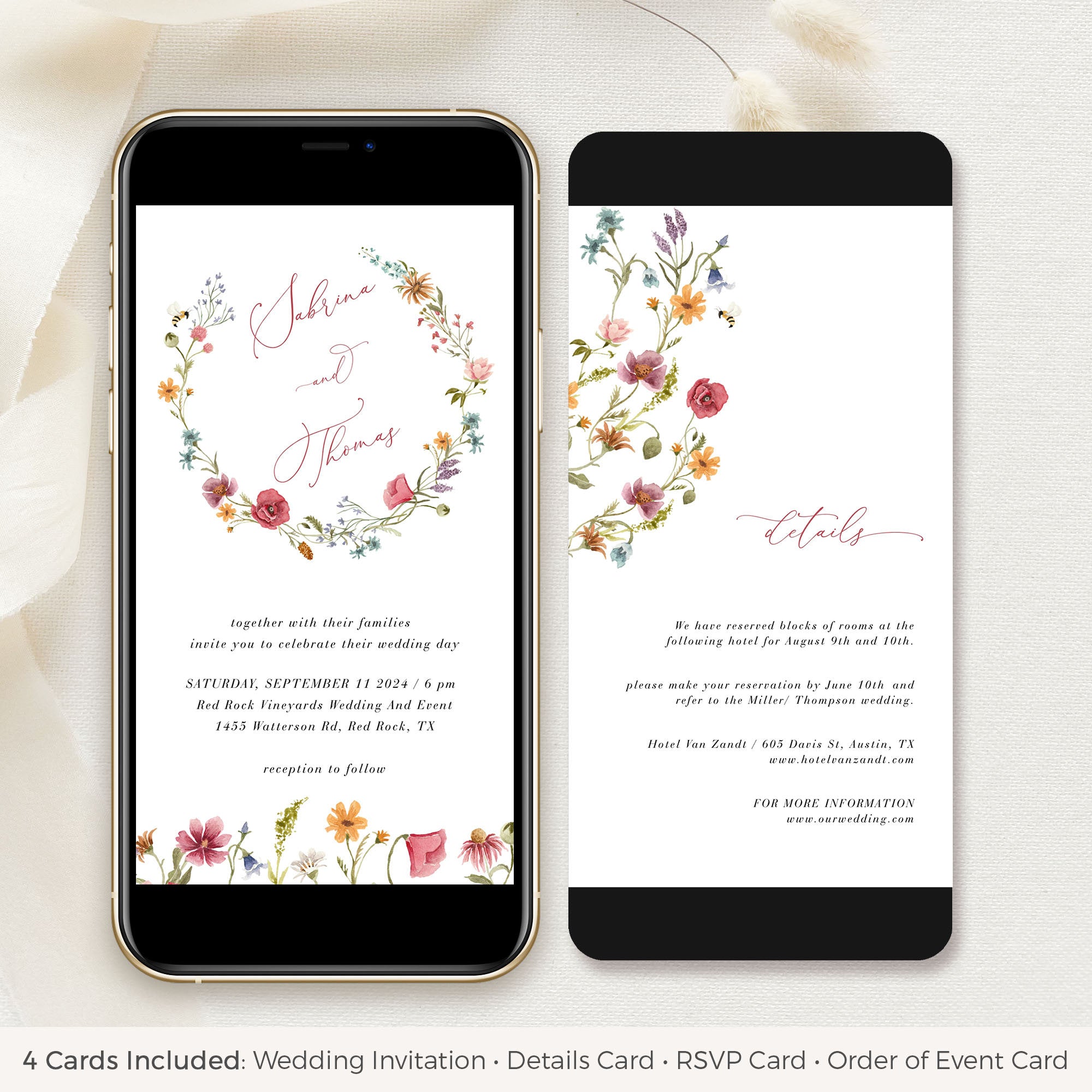 APRIL Digital Wedding Invitation Flower Design